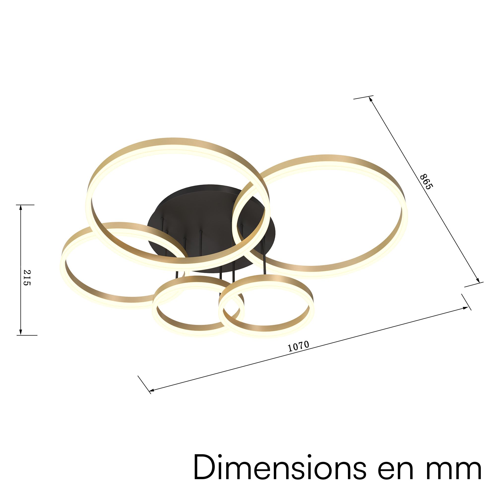 Plafonnier LED dimmable PERPIGNAN noir/doré L107cm