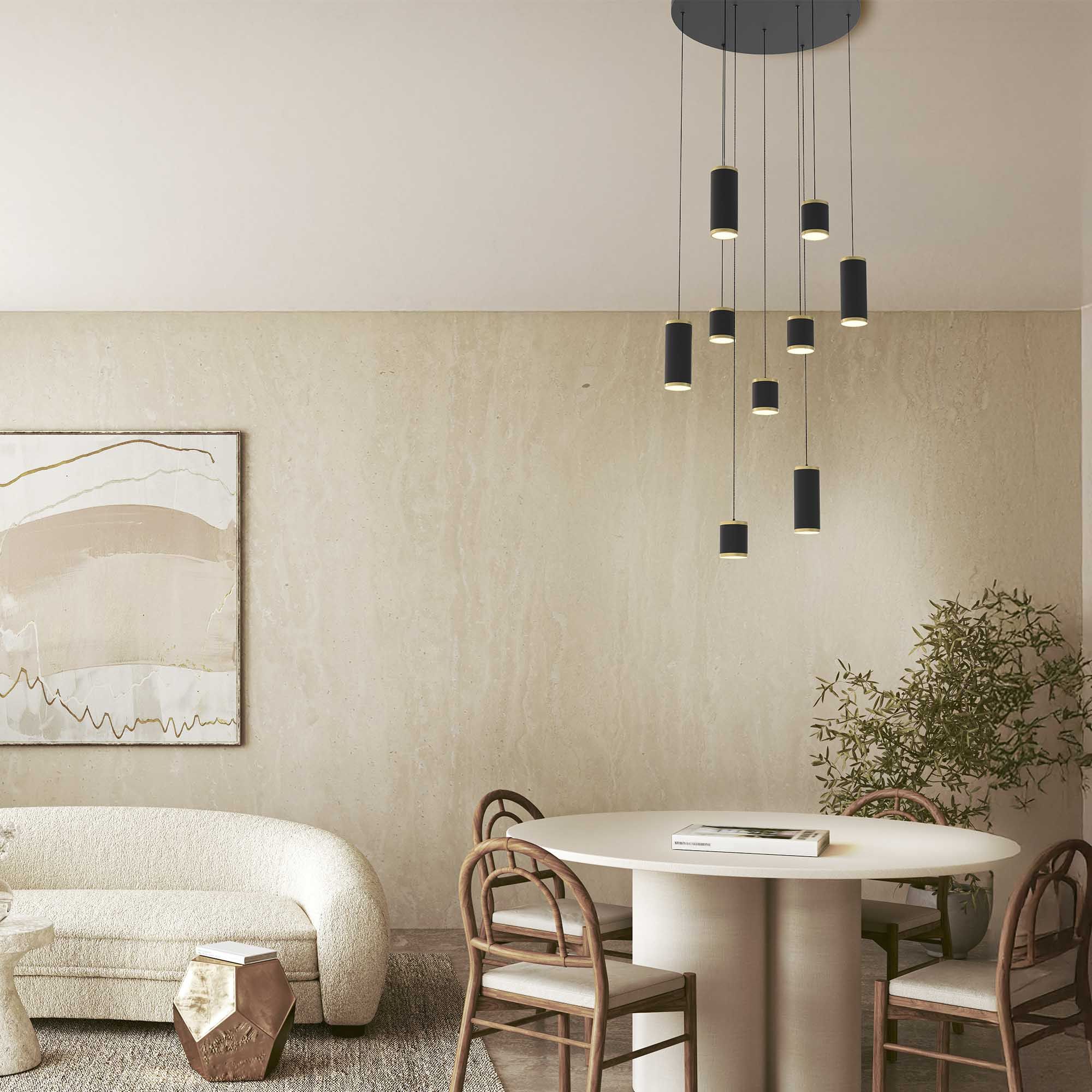 Suspension LED dimmable TOULOUSE noir/doré Ø60cm