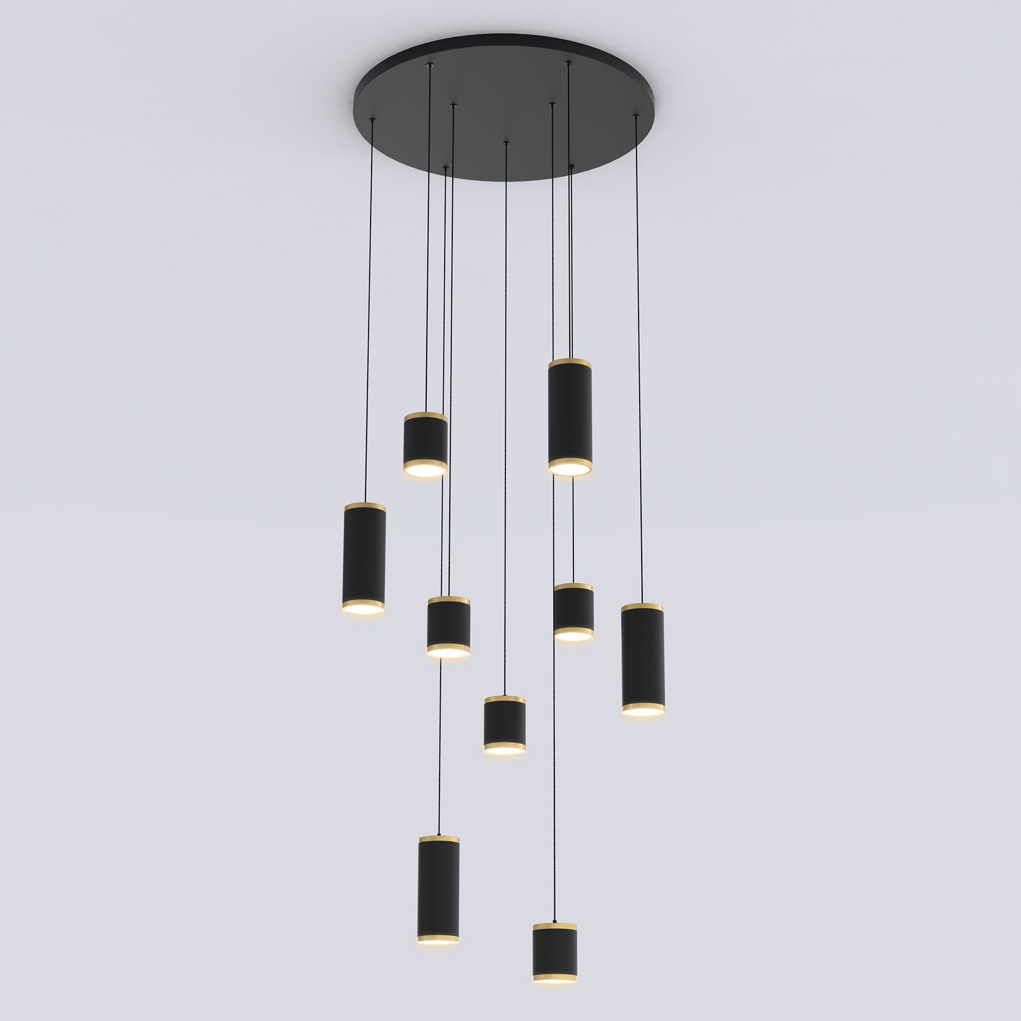 Suspension LED dimmable TOULOUSE noir/doré Ø60cm