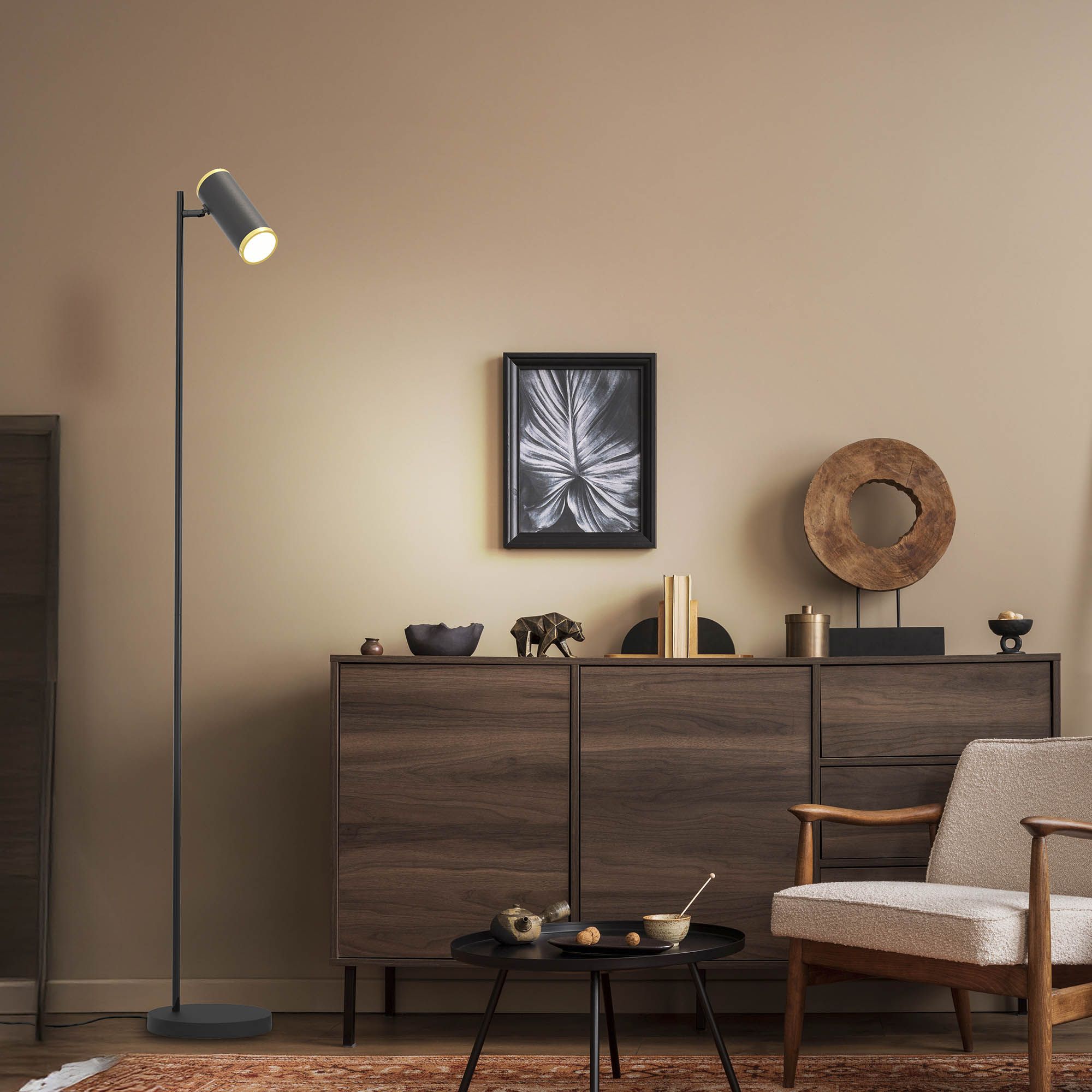 Liseuse LED dimmable TOULOUSE noir/doré H160cm