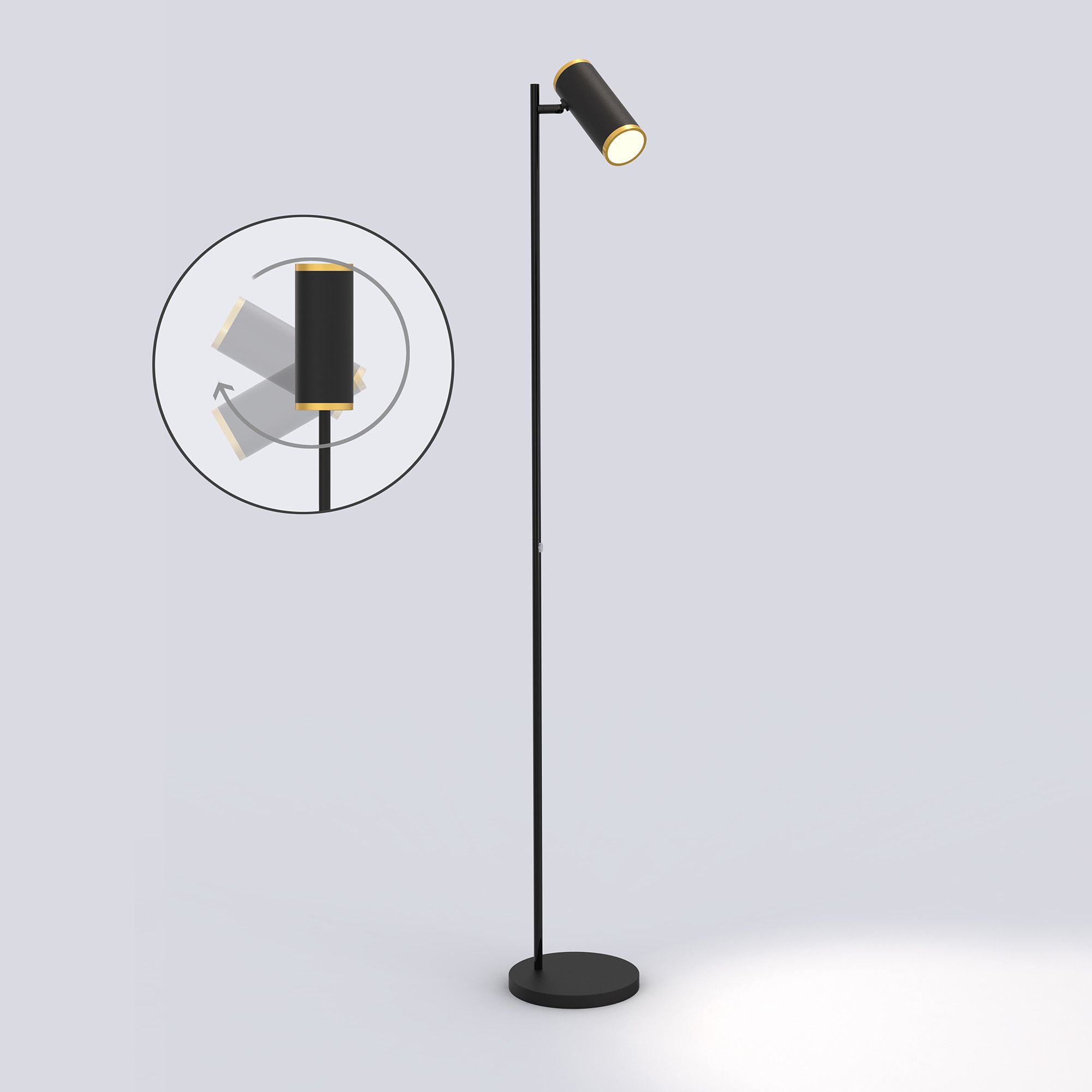 Liseuse LED dimmable TOULOUSE noir/doré H160cm