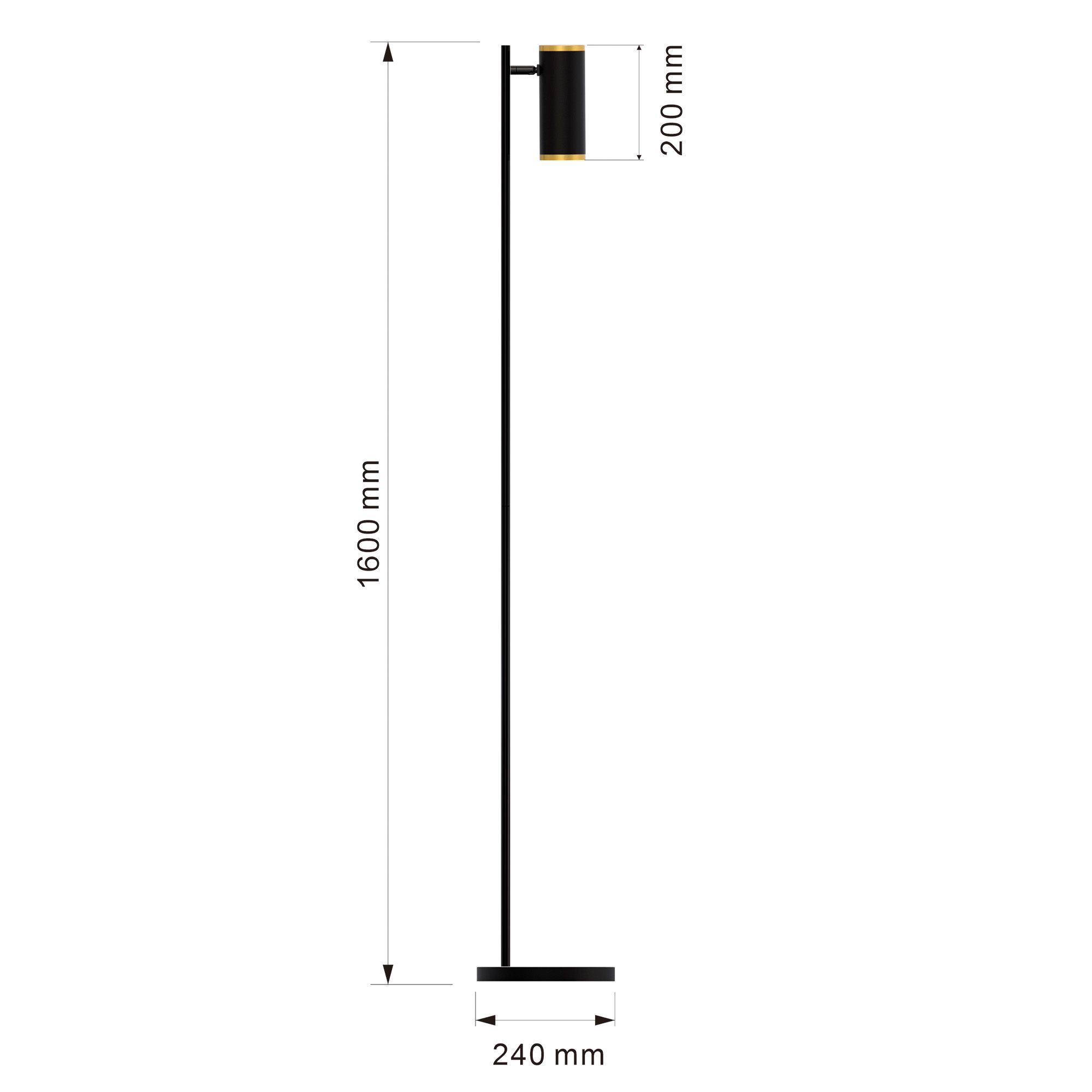 Liseuse LED dimmable TOULOUSE noir/doré H160cm