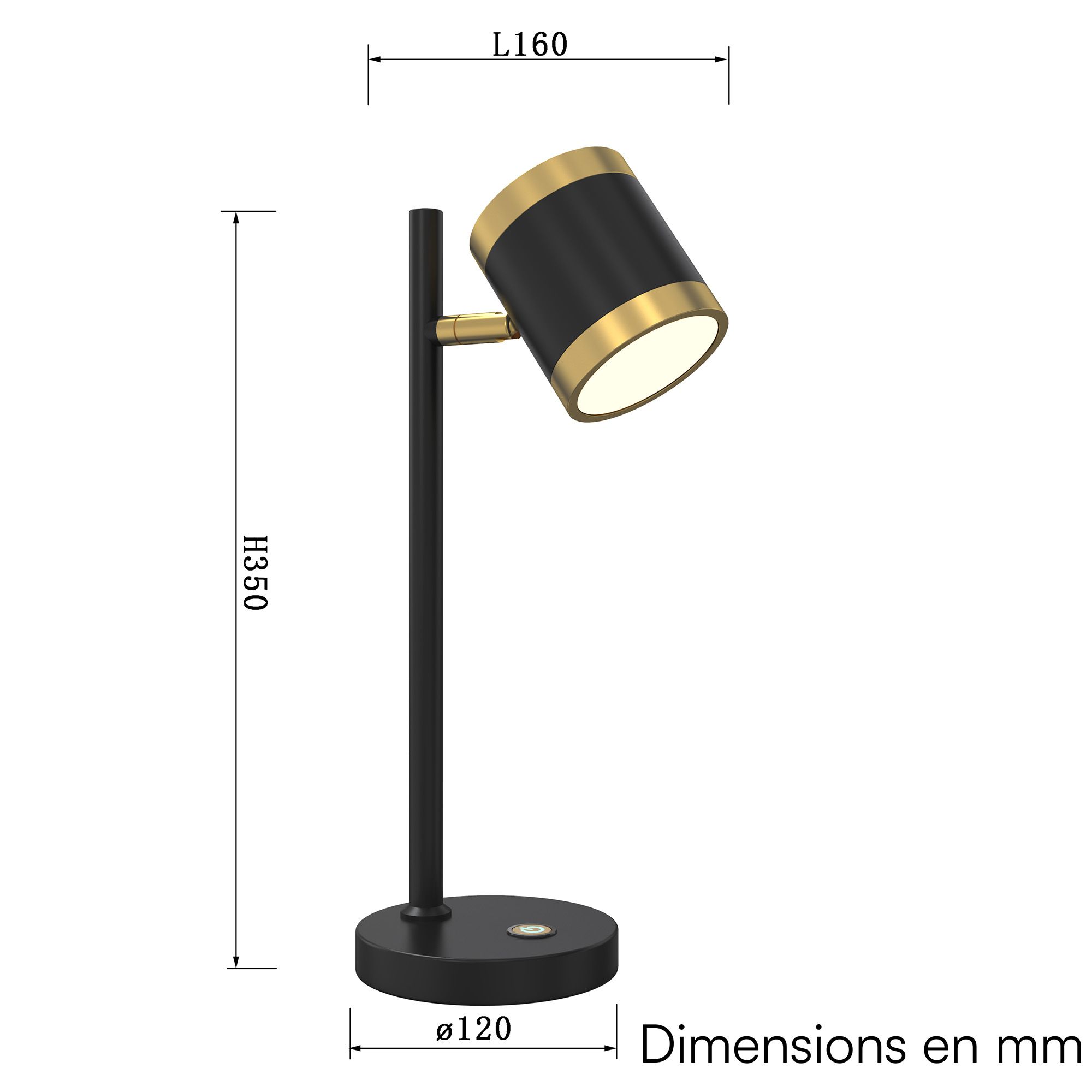 Lampe LED dimmable TOULOUSE noir/doré H35cm