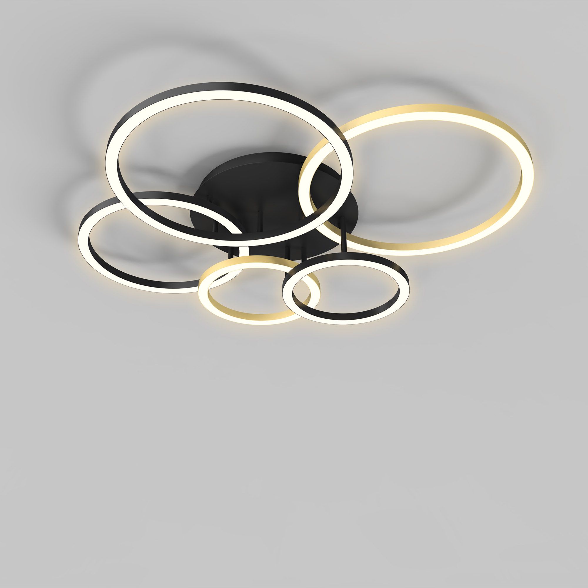 Plafonnier LED dimmable BAYEUX noir/doré Ø109cm