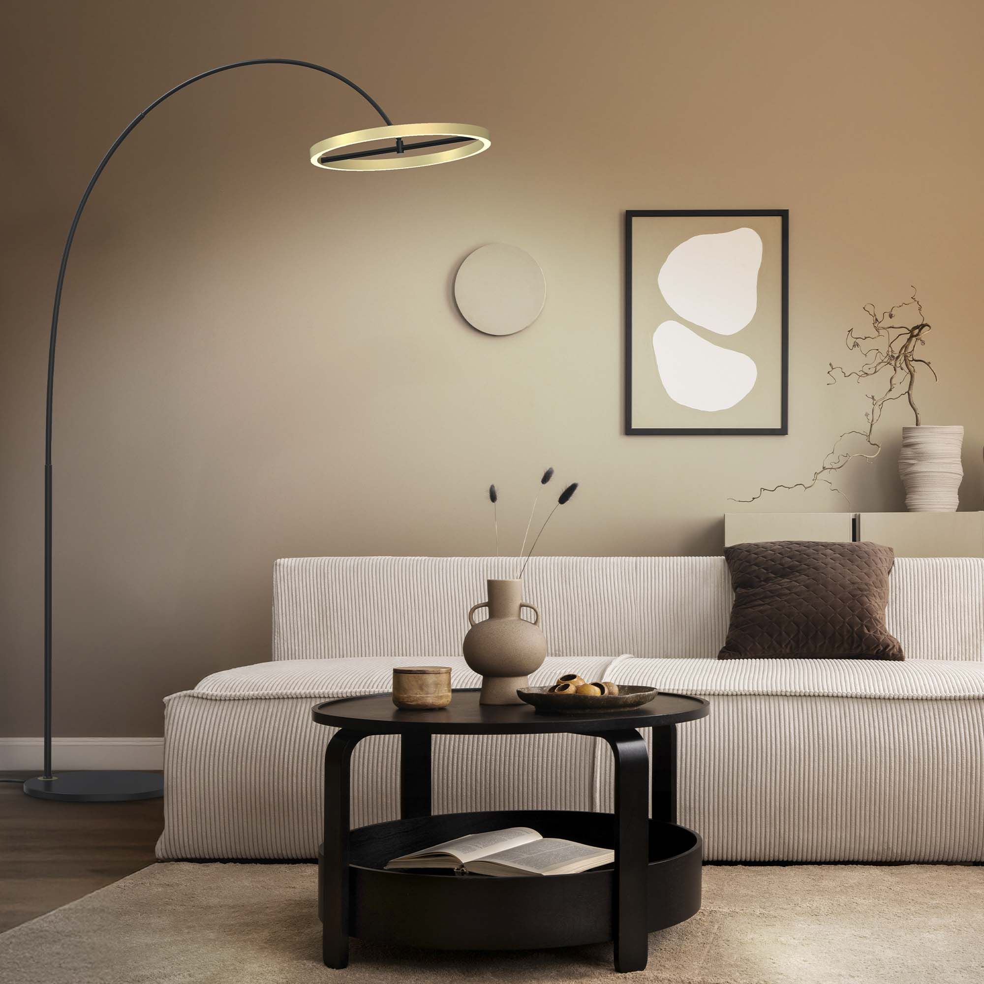 Lampadaire LED dimmable BREST noir/doré H180cm