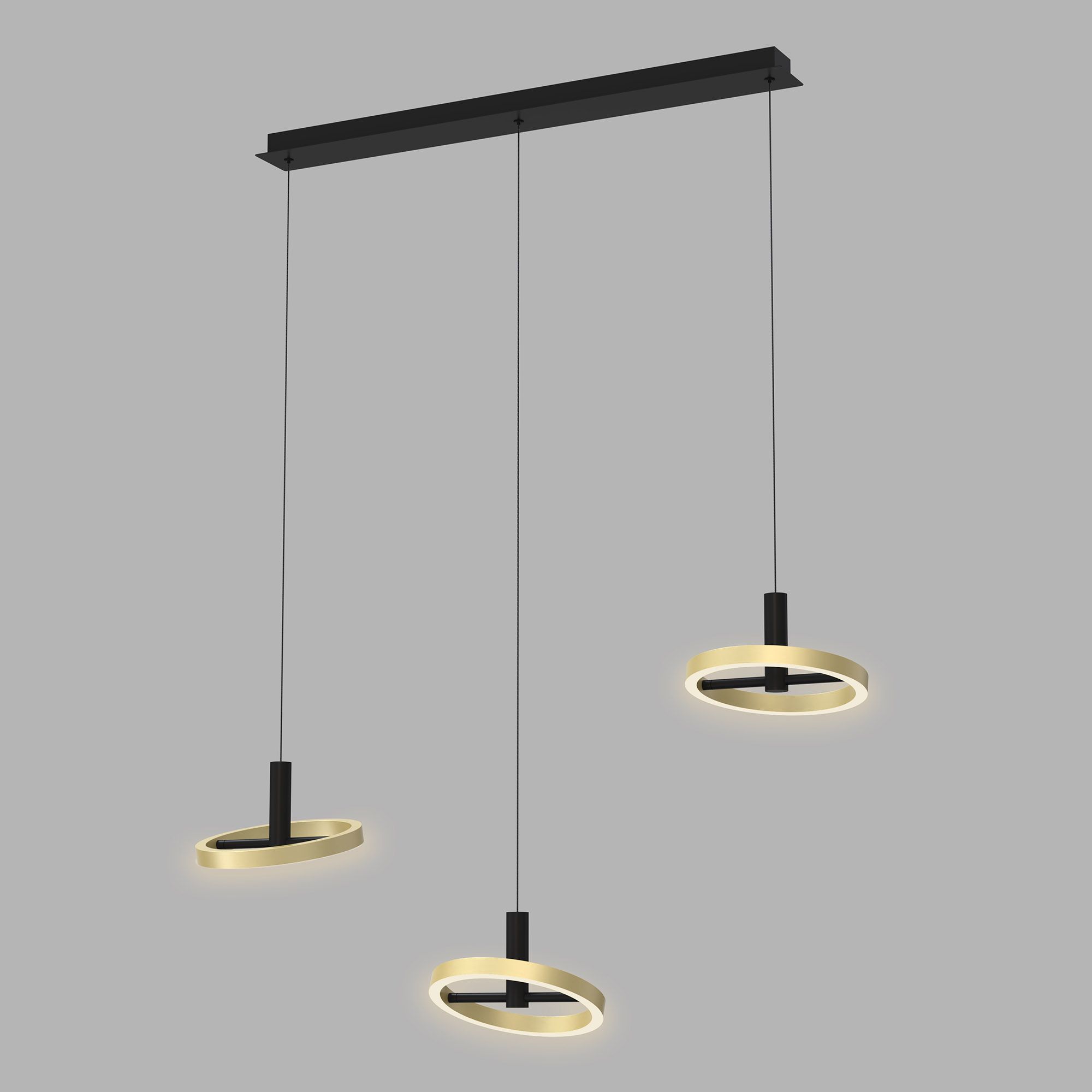 Suspension LED dimmable BREST noir/doré L105cm