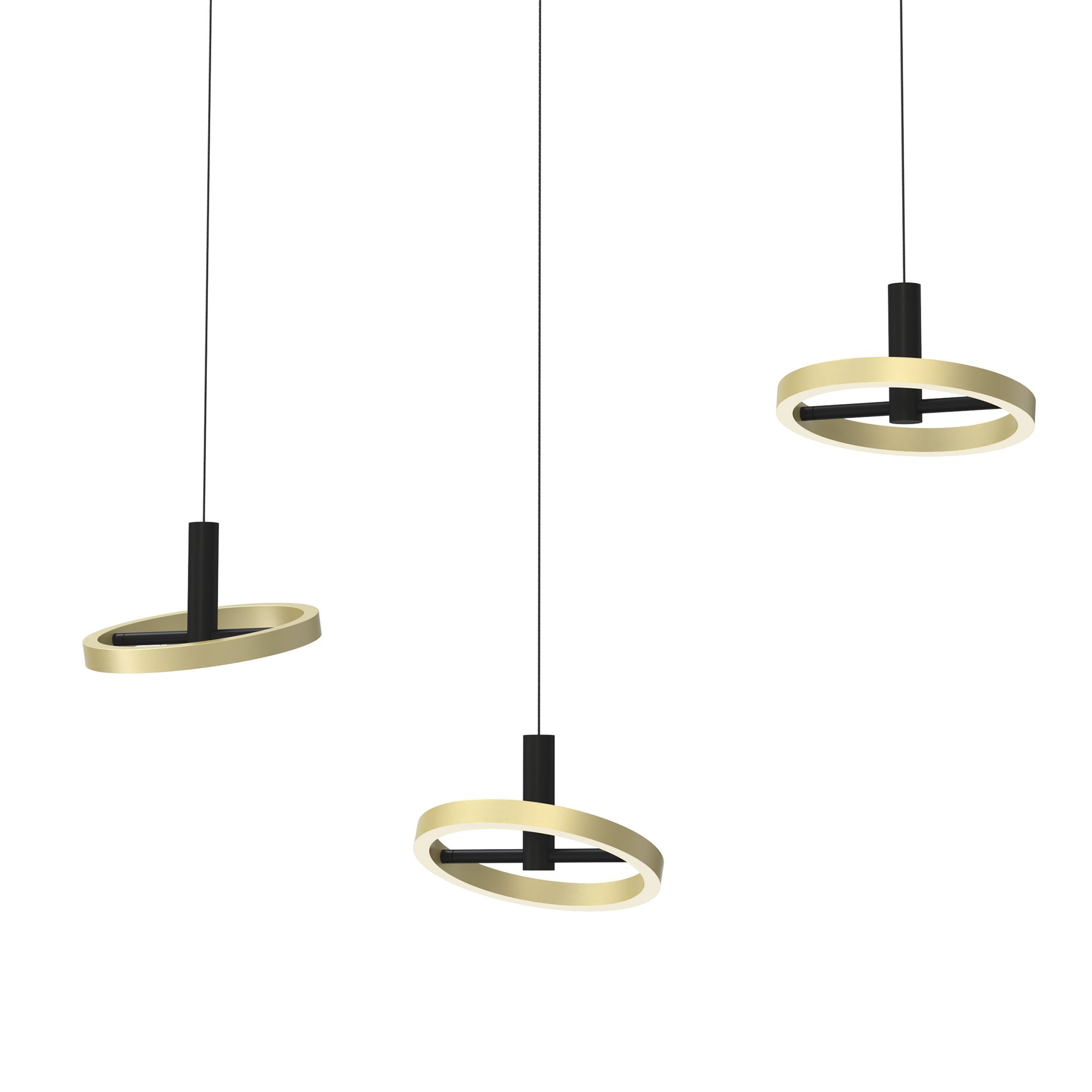 Suspension LED dimmable BREST noir/doré L105cm