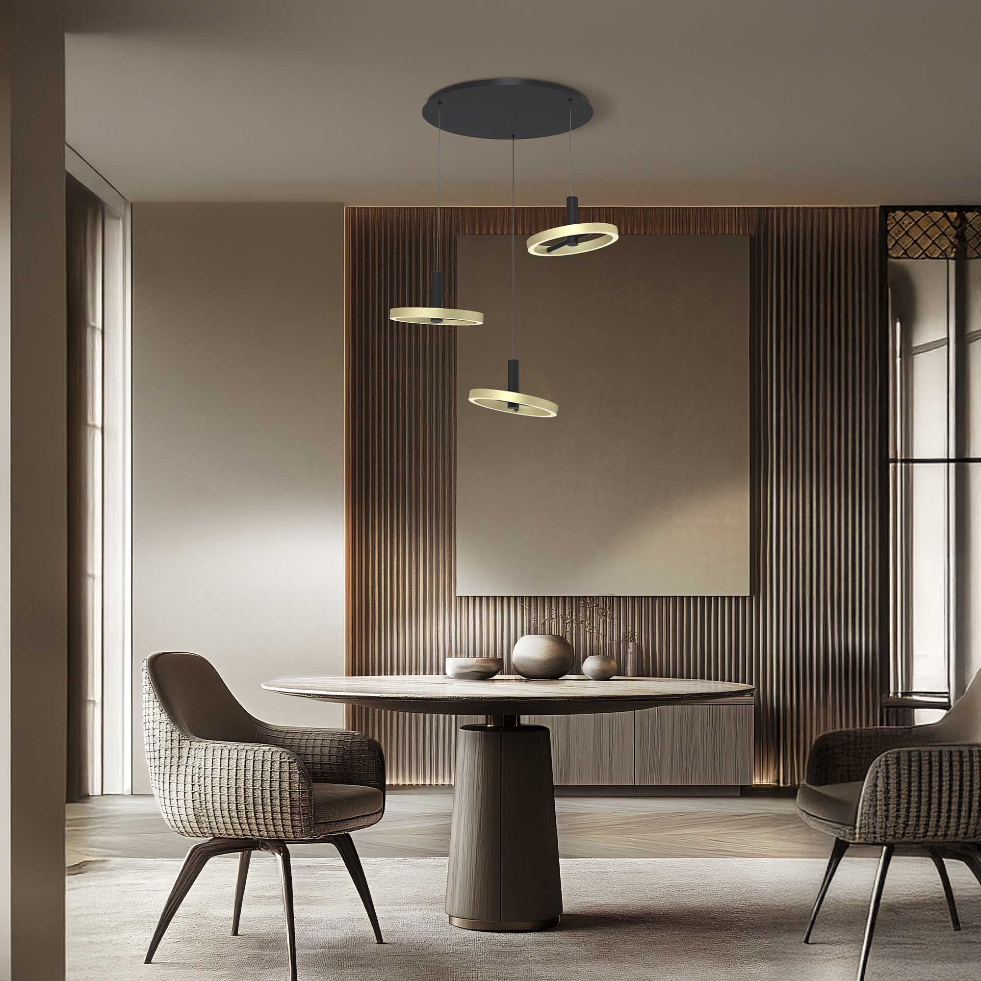 Suspension  LED dimmable BREST noir/doré Ø70cm