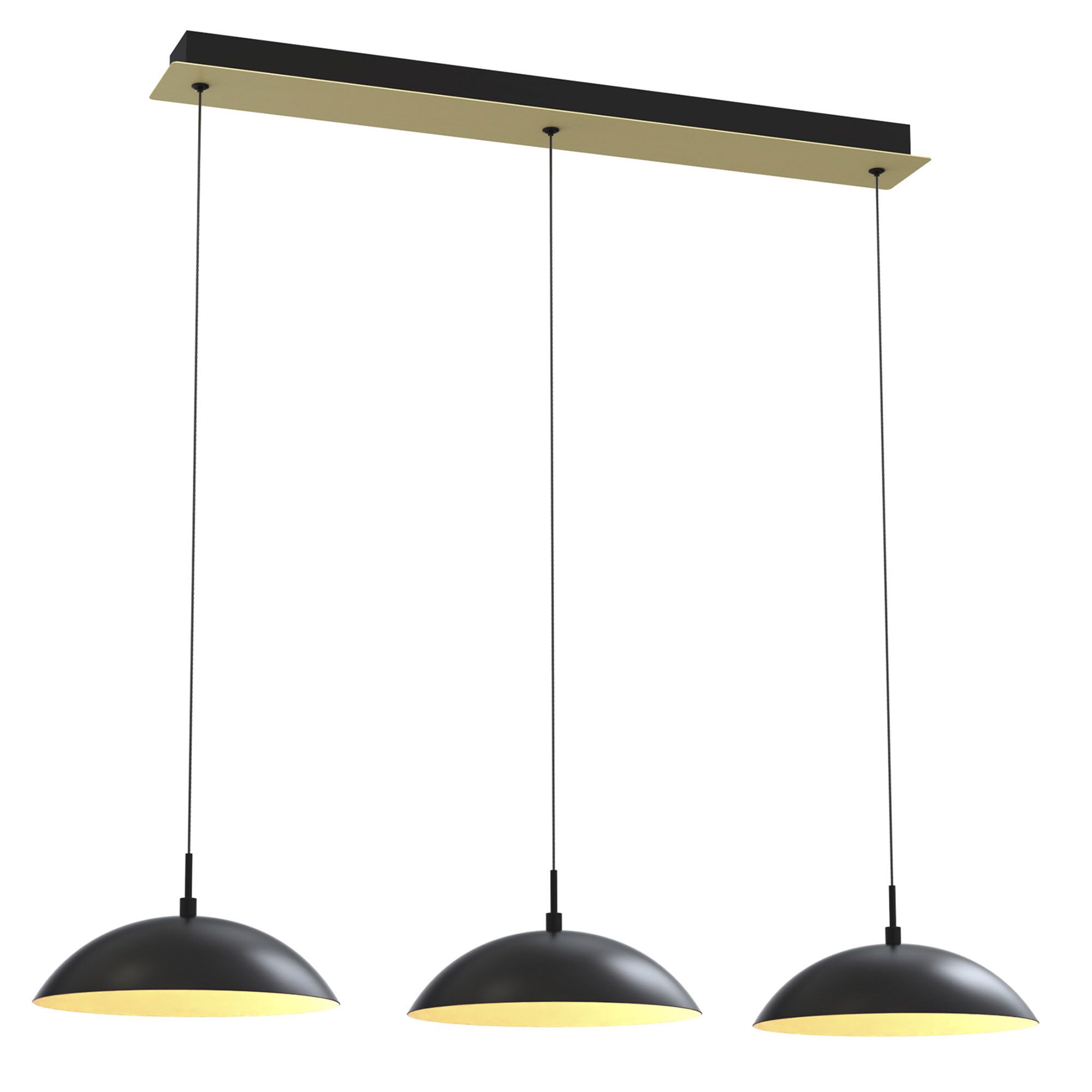 Suspension LED dimmable ROSCOFF noir /doré L90cm