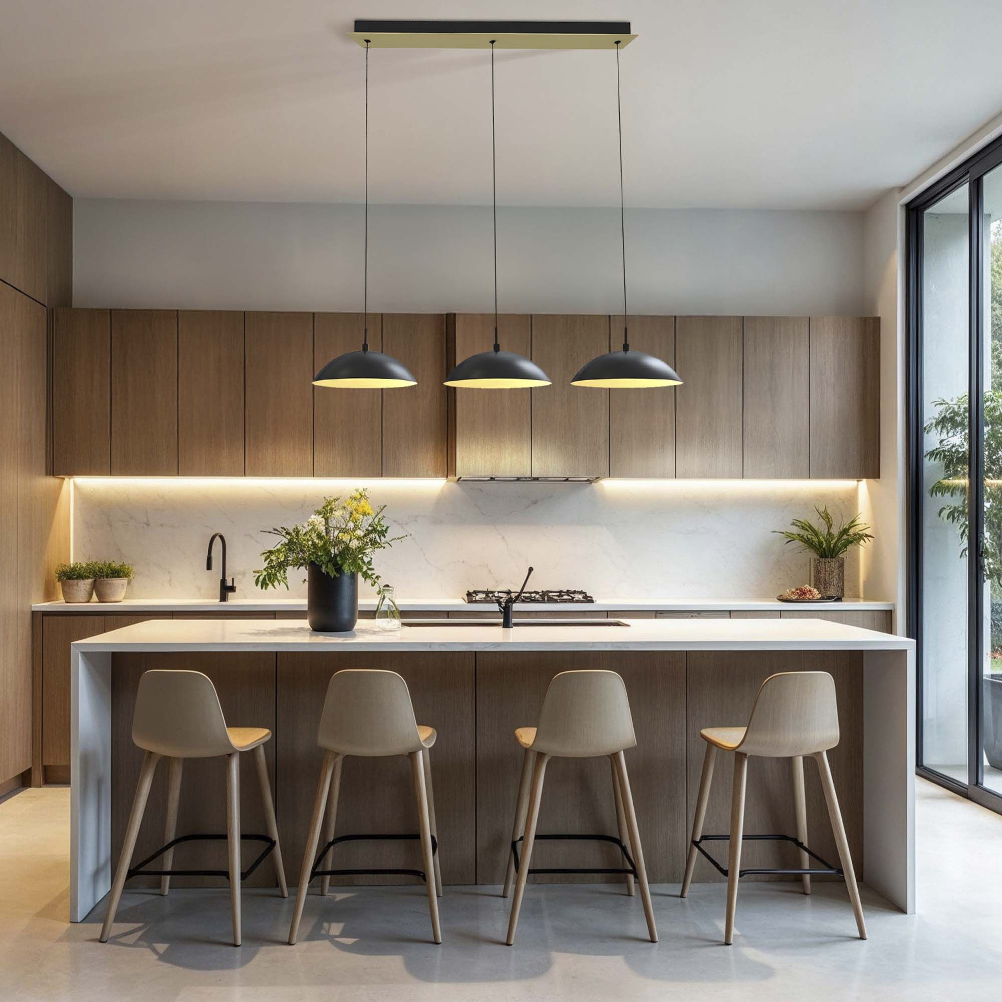 Suspension LED dimmable ROSCOFF noir /doré L90cm