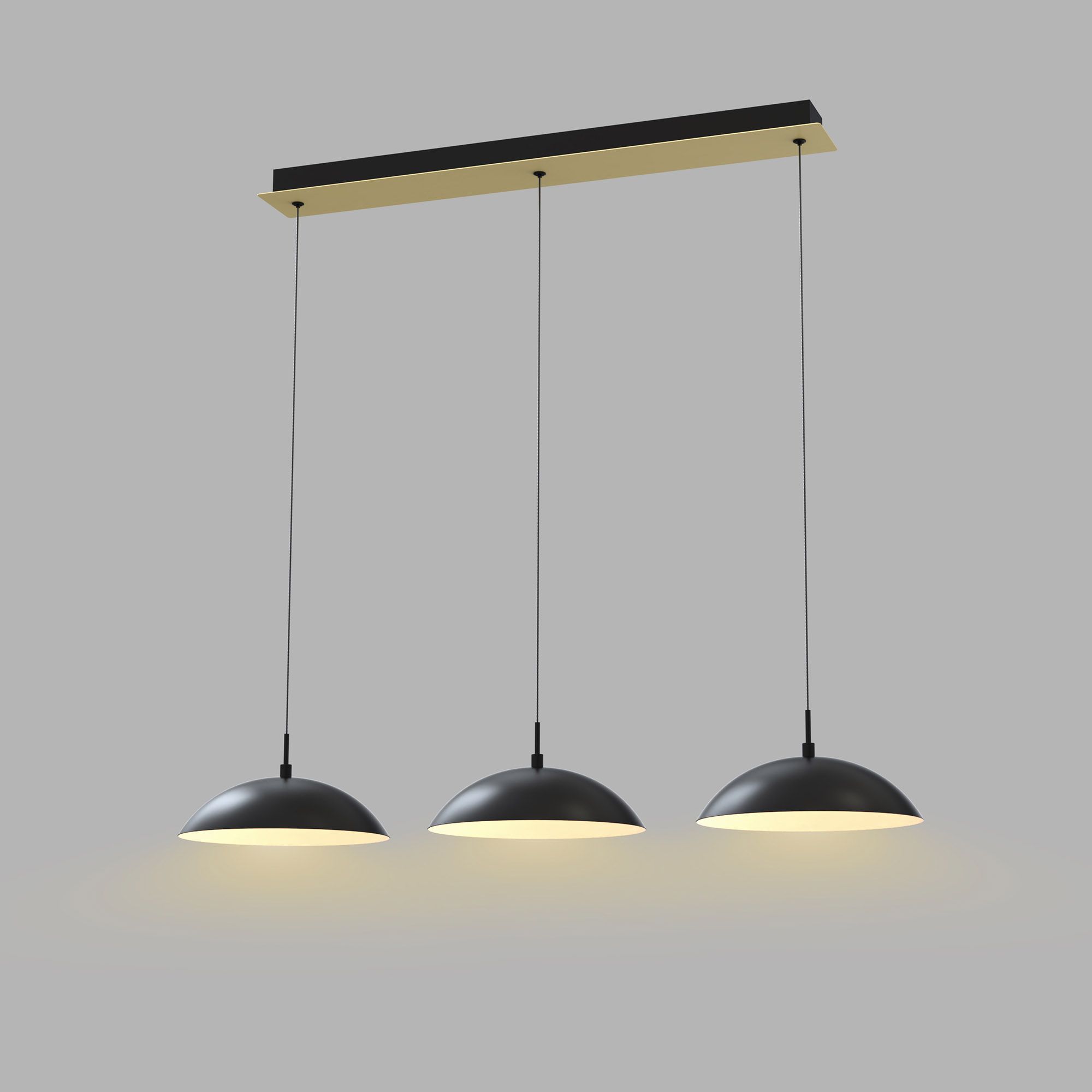Suspension LED dimmable ROSCOFF noir /doré L90cm