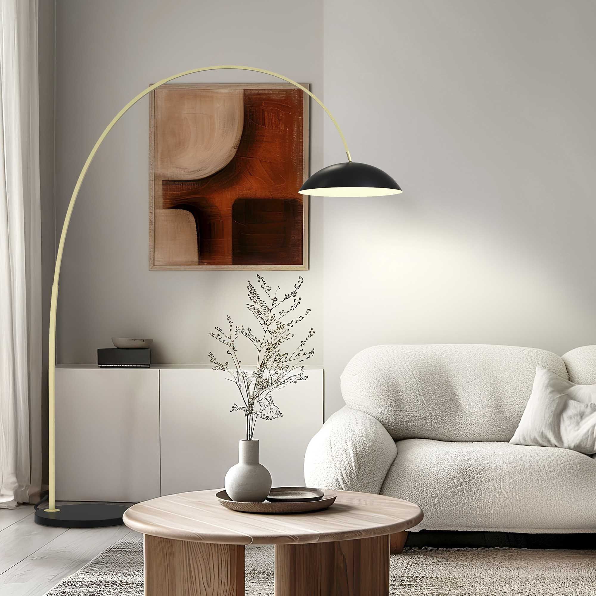 Lampadaire LED dimmable ROSCOFF noir/doré H180cm