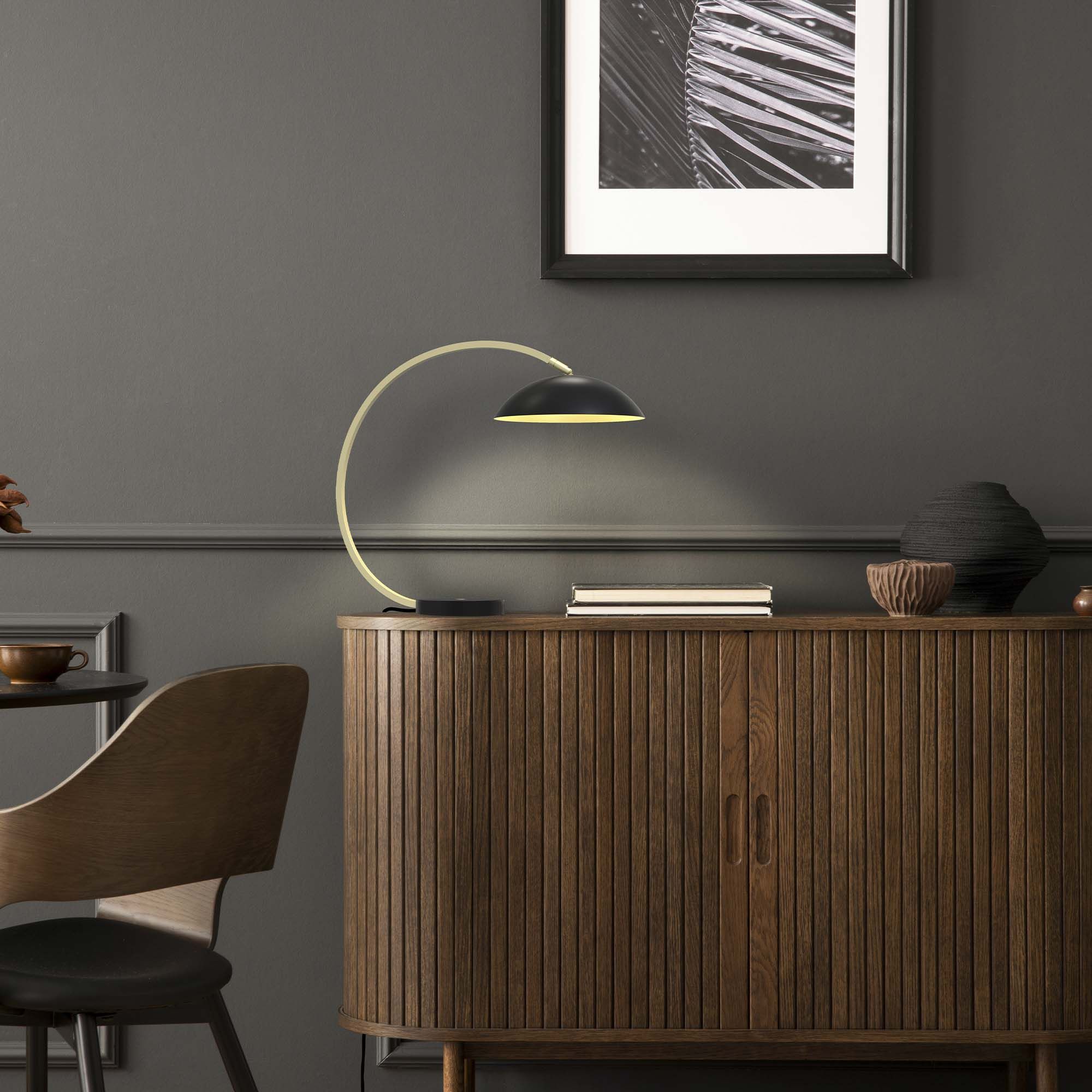 Lampe LED dimmable ROSCOFF noir/doré H46cm