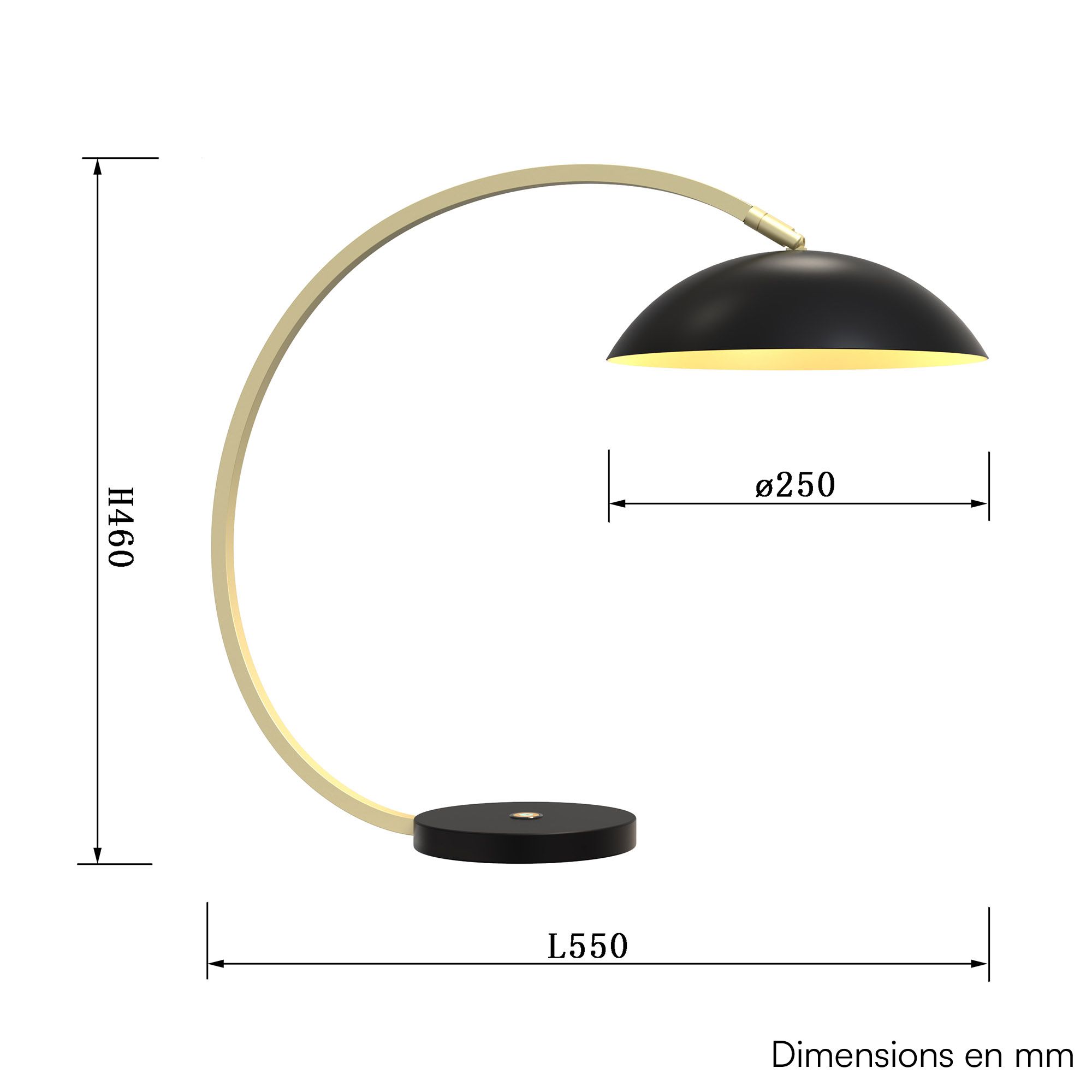 Lampe LED dimmable ROSCOFF noir/doré H46cm