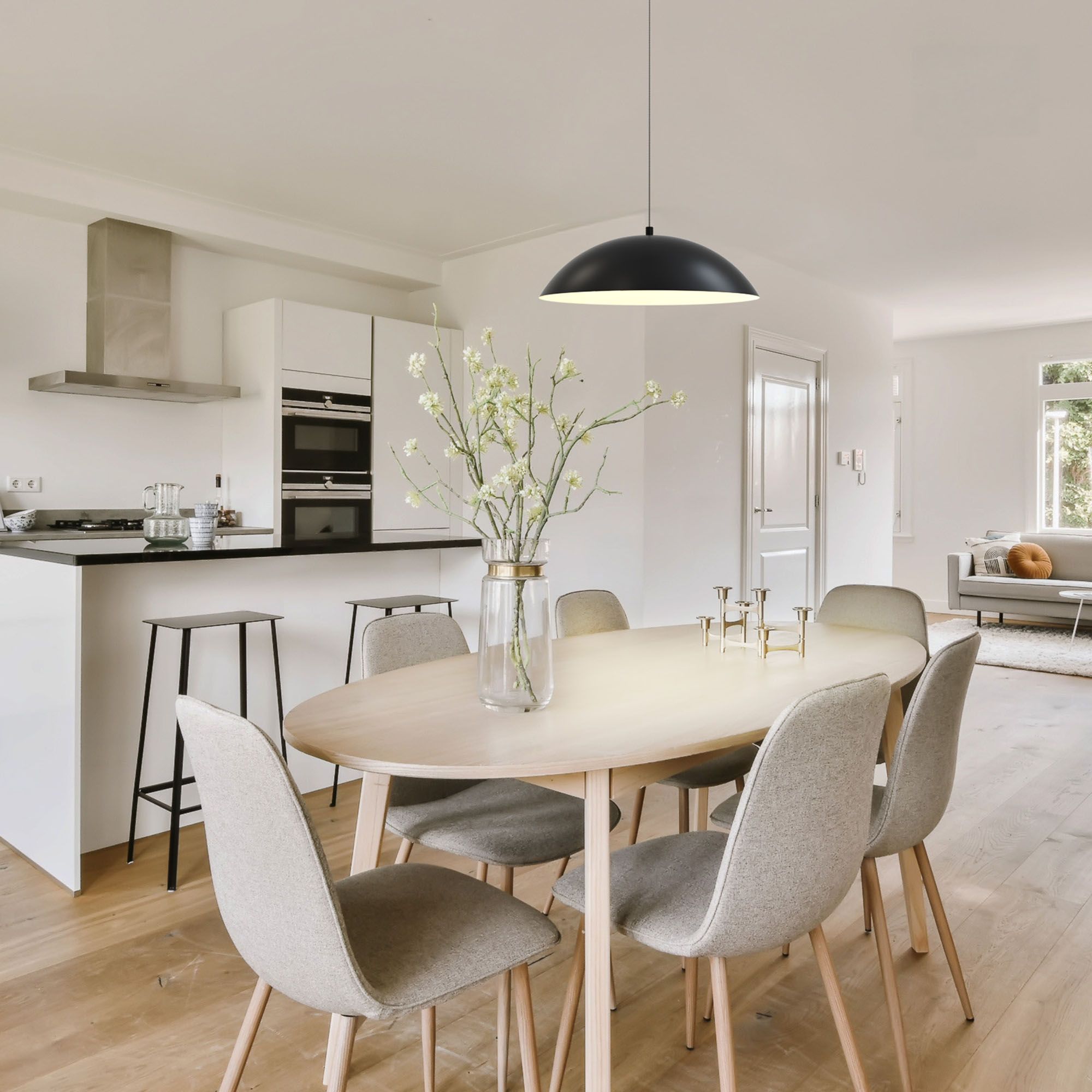 Suspension LED dimmable ROSCOFF noir/doré Ø40cm
