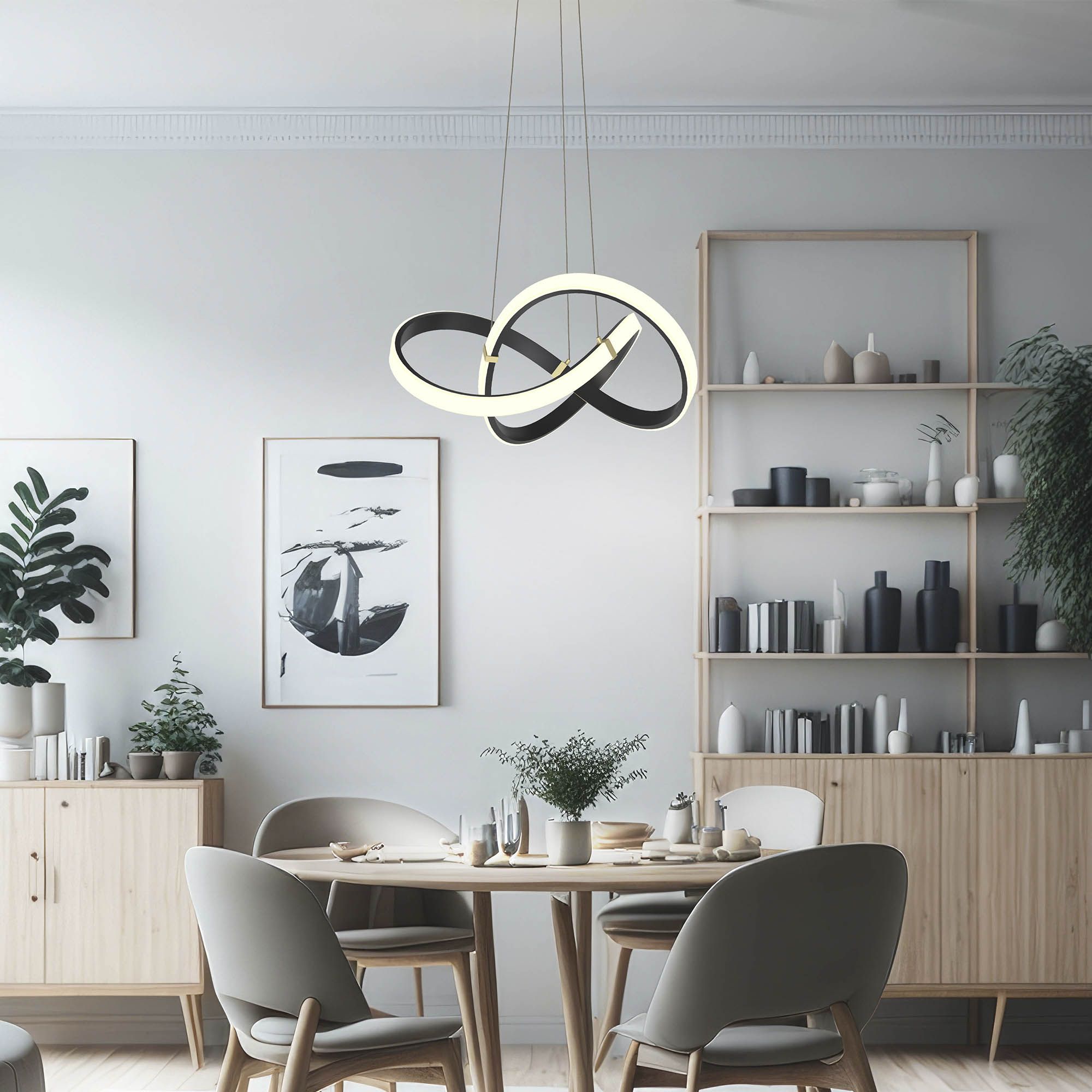 Suspension LED dimmable INDIGO noir/doré Ø55cm