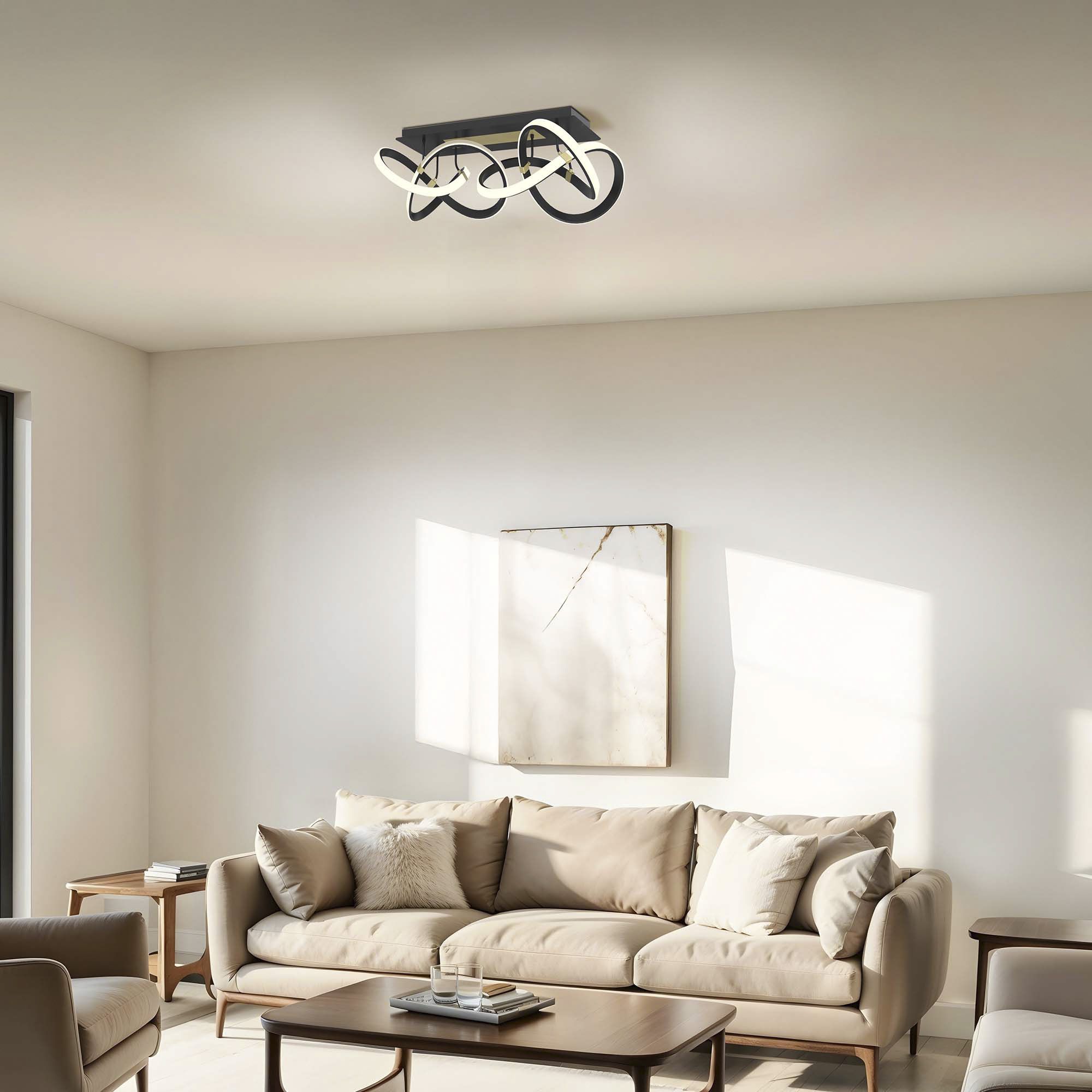 Plafonnier LED dimmable INDIGO noir/doré L89cm