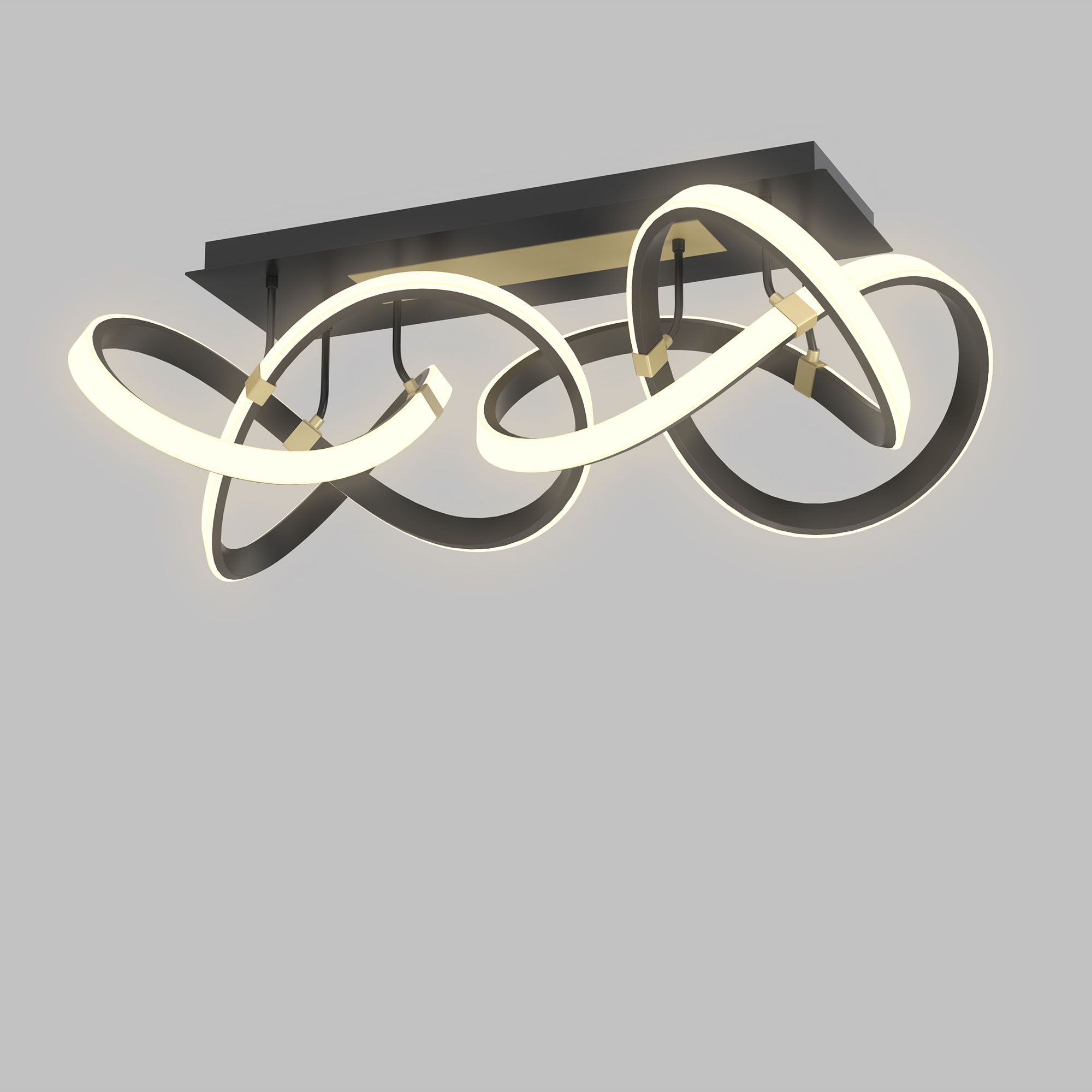 Plafonnier LED dimmable INDIGO noir/doré L89cm