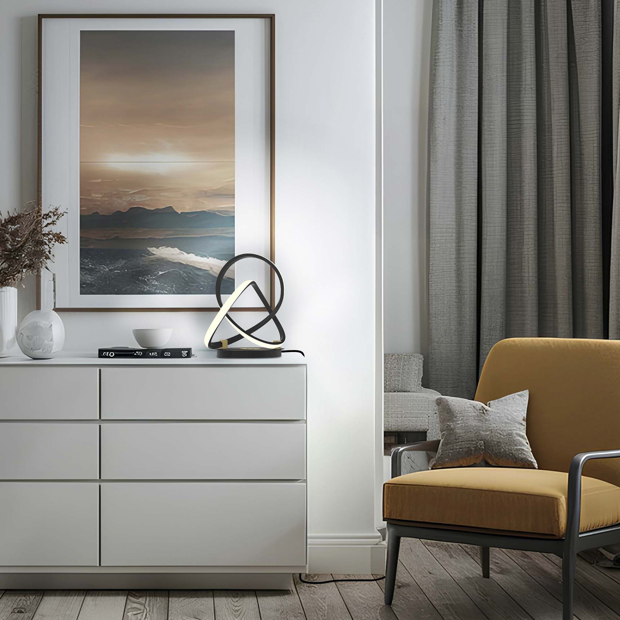 Lampe LED dimmable INDIGO noir/doré H33cm
