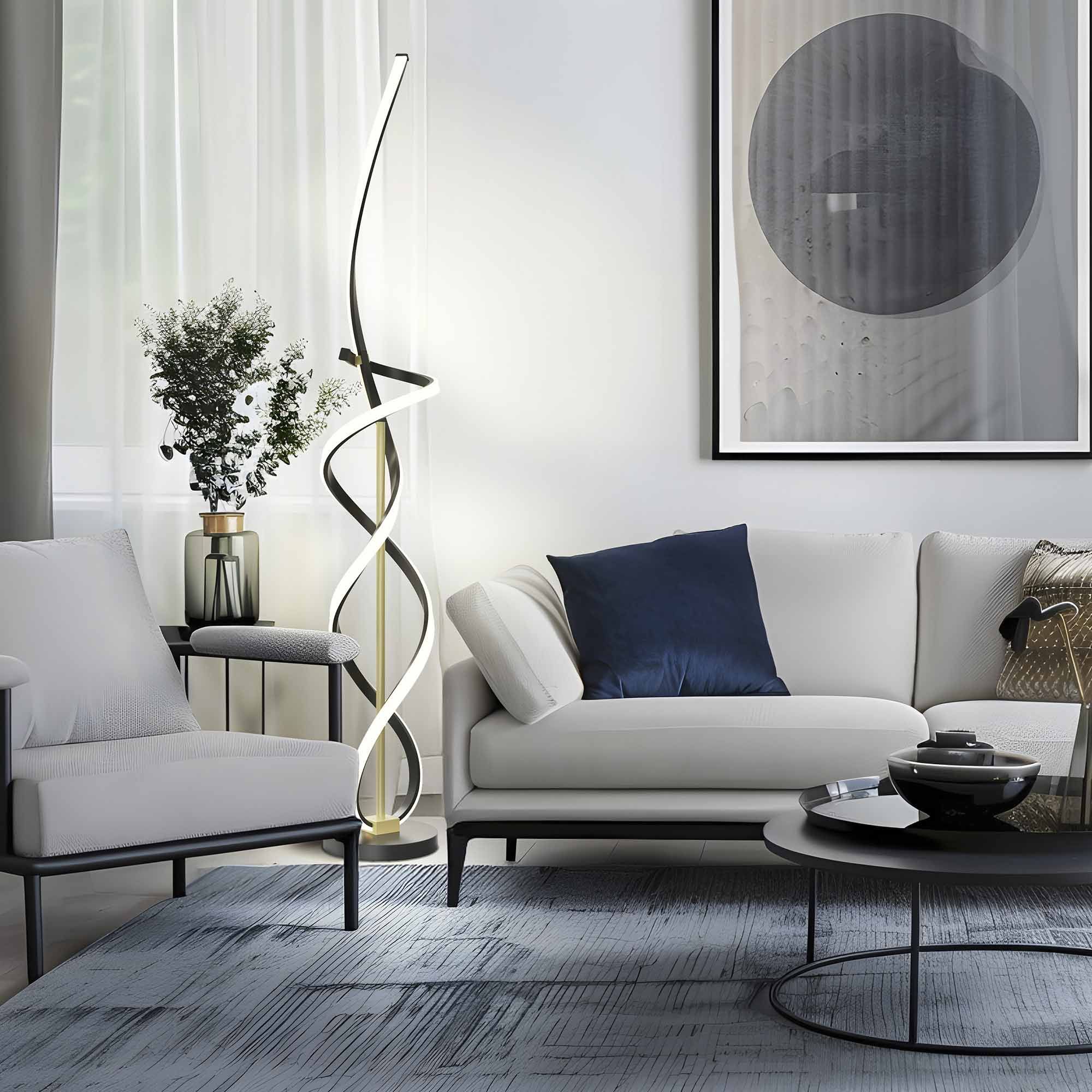 Lampadaire LED dimmable INDIGO noir/doré H140cm