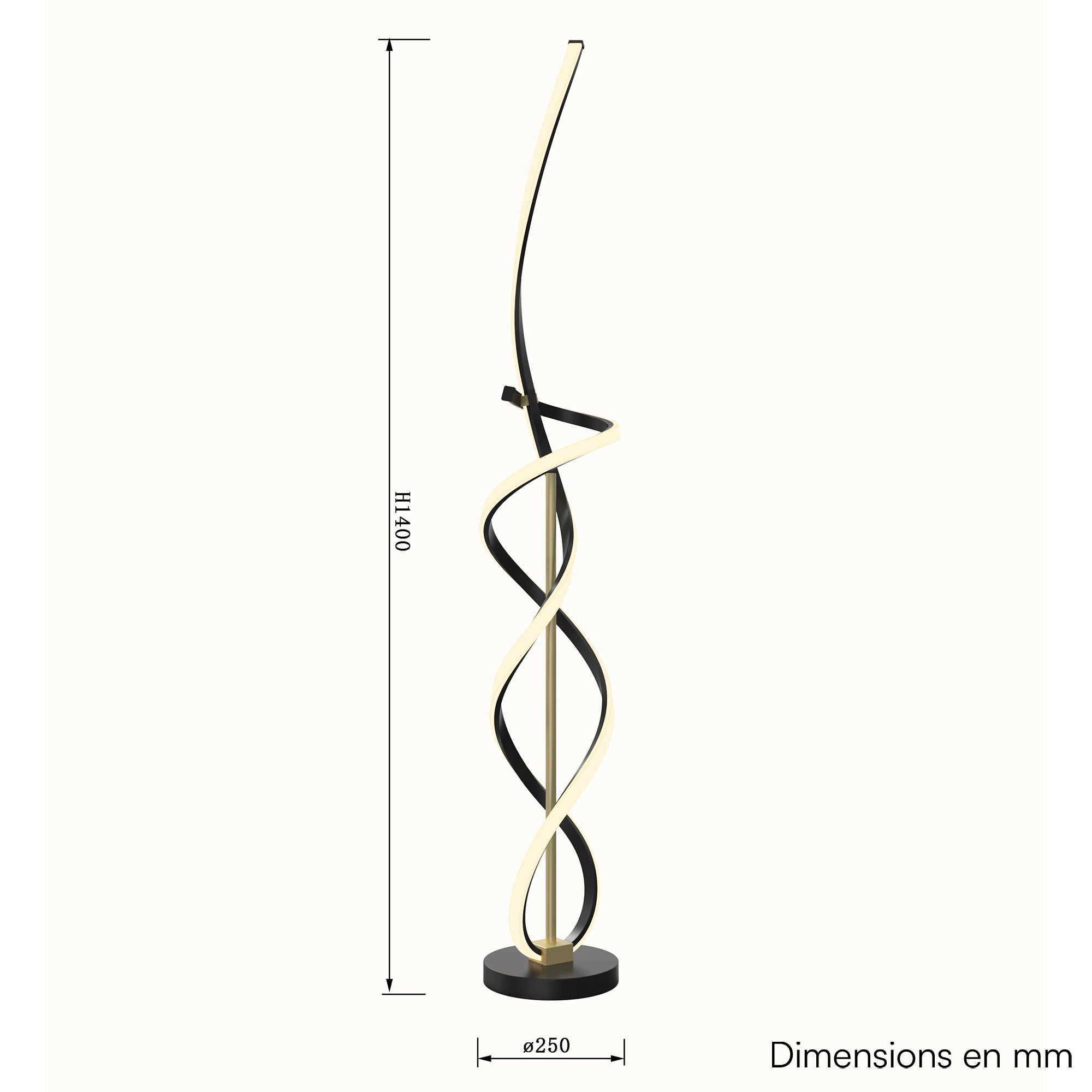 Lampadaire LED dimmable INDIGO noir/doré H140cm