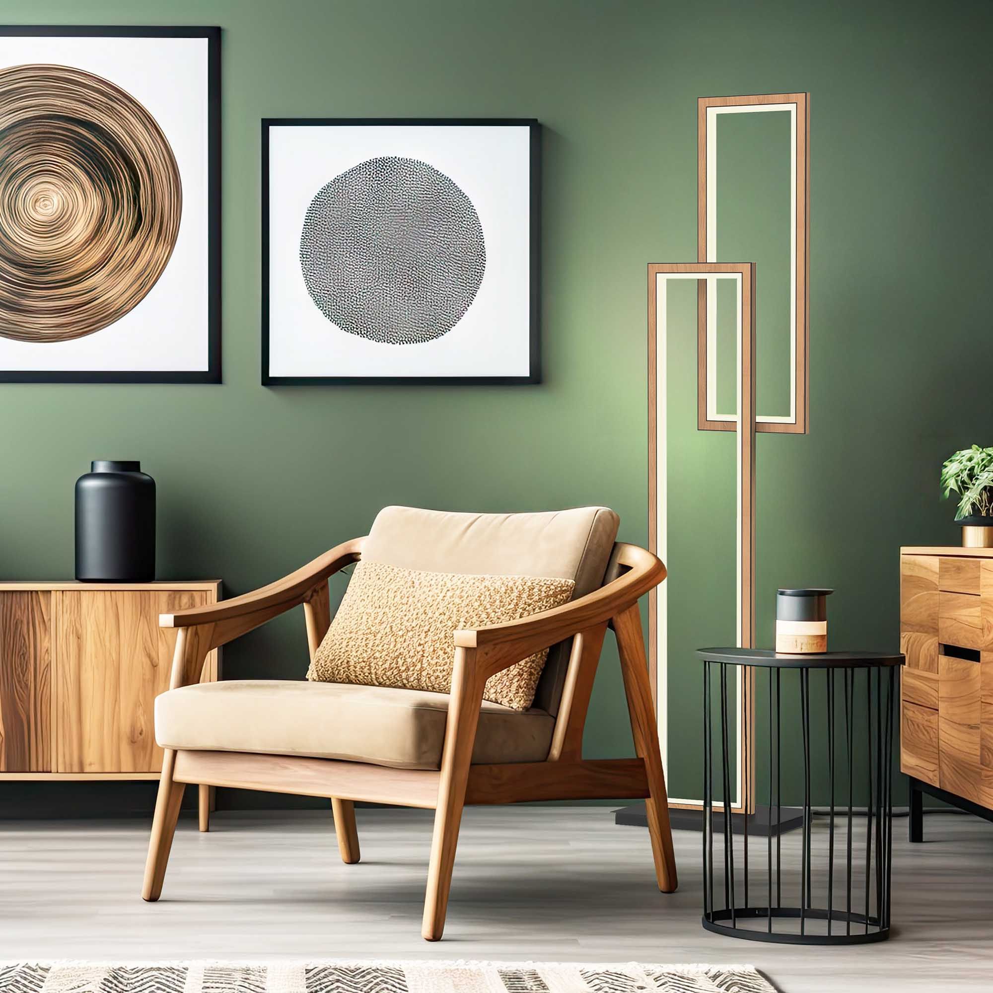 Lampadaire LED dimmable PESCARA noir/bois H155cm
