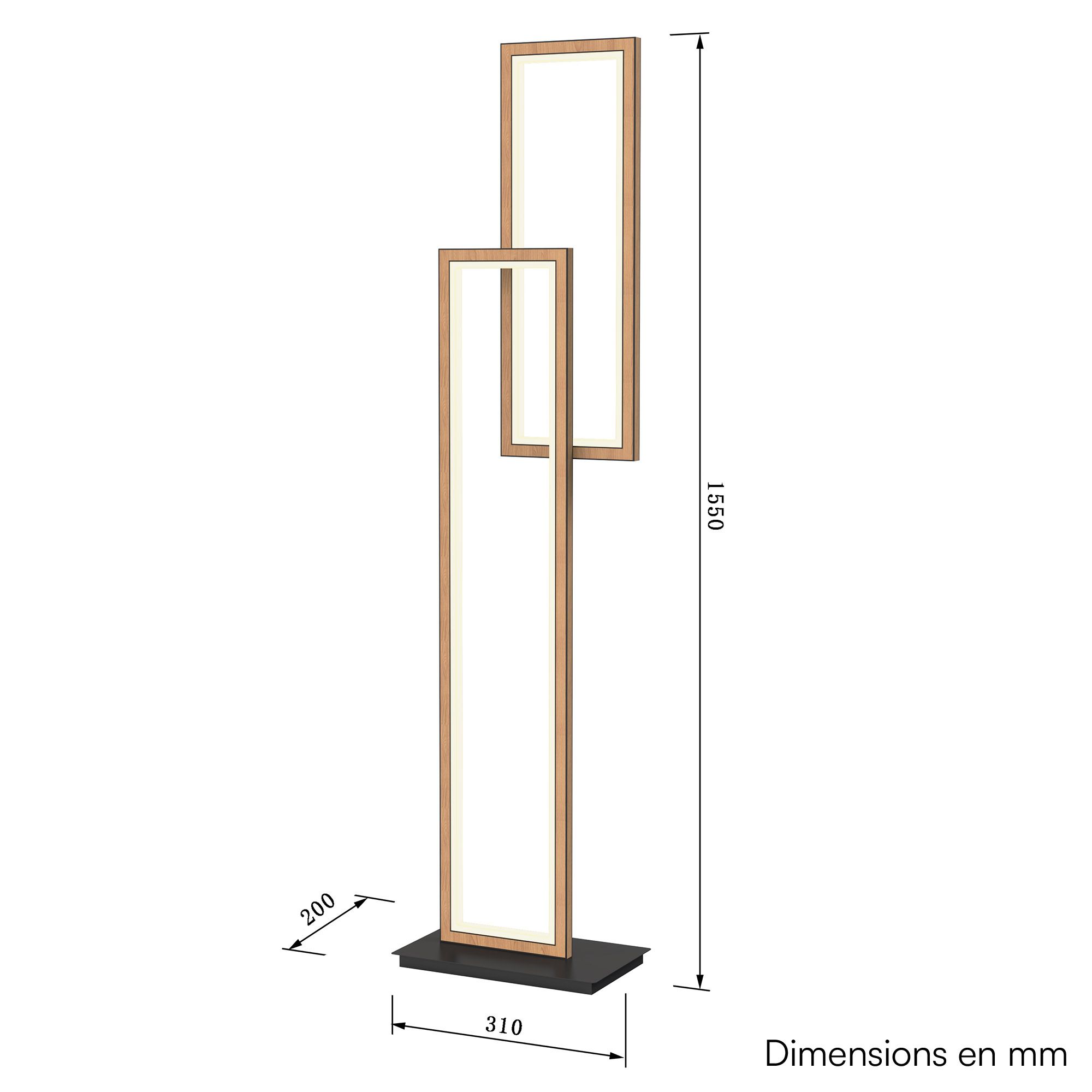 Lampadaire LED dimmable PESCARA noir/bois H155cm