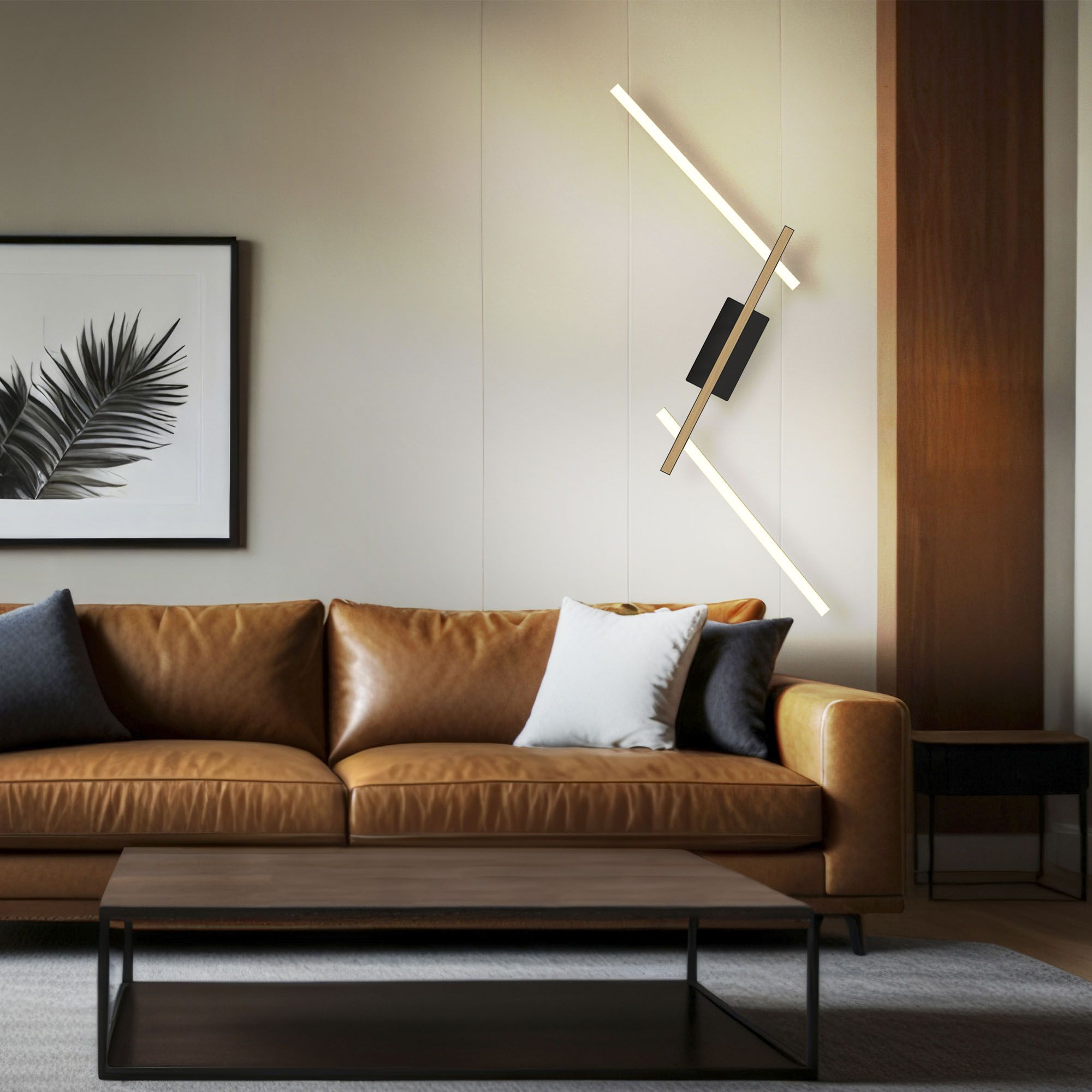 Applique LED dimmable RIMINI noir/ bois P11cm