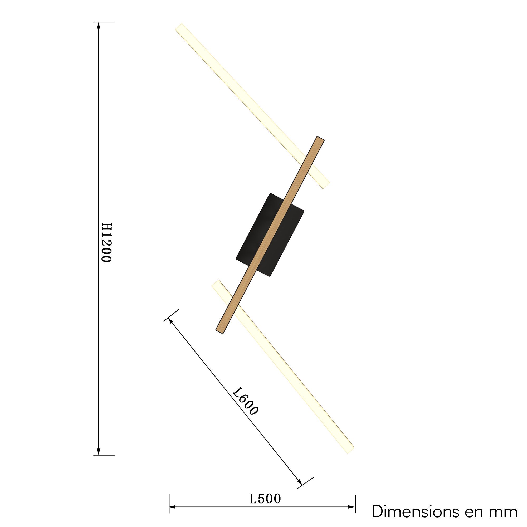 Applique LED dimmable RIMINI noir/ bois P11cm