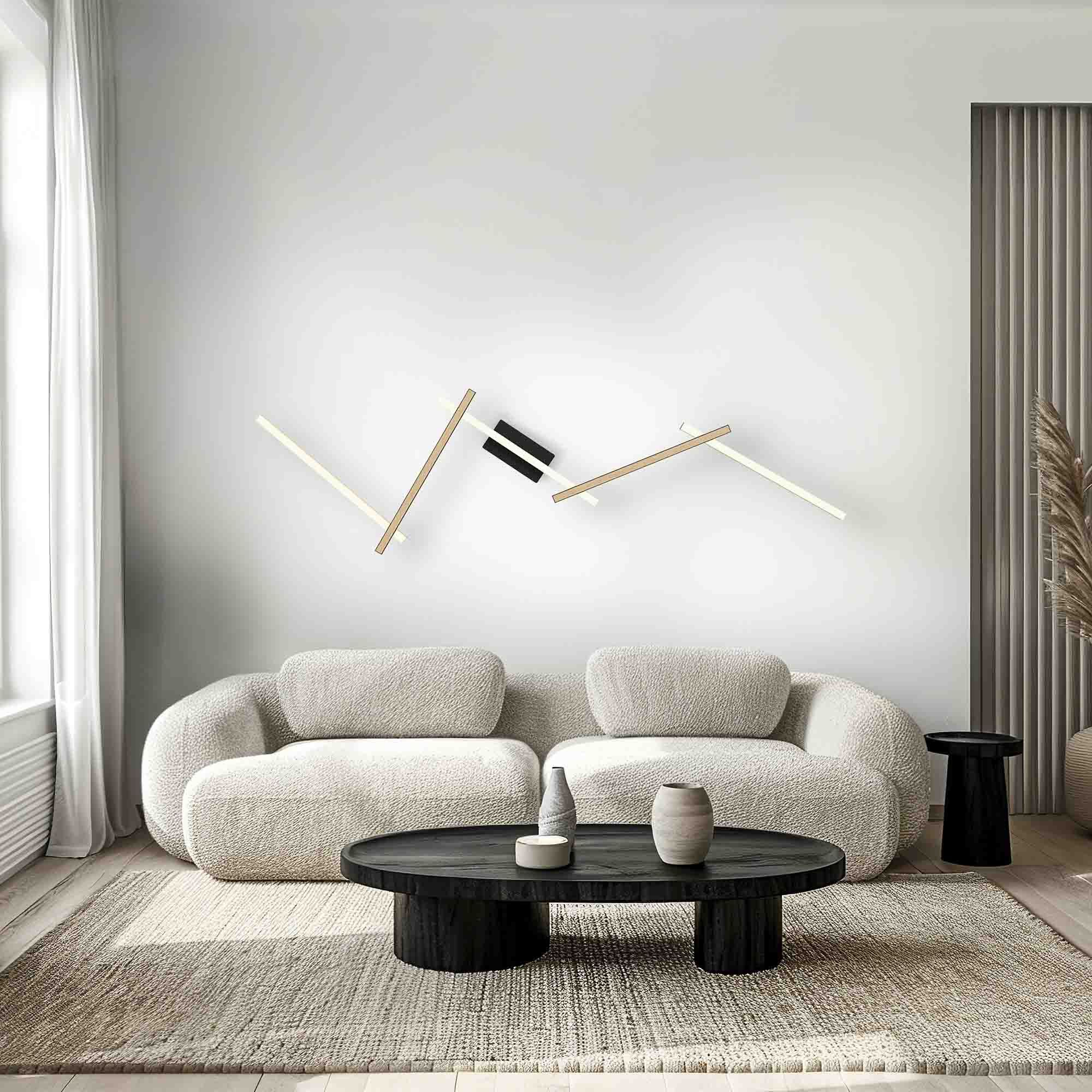 Applique LED dimmable RIMINI noir/bois L220cm