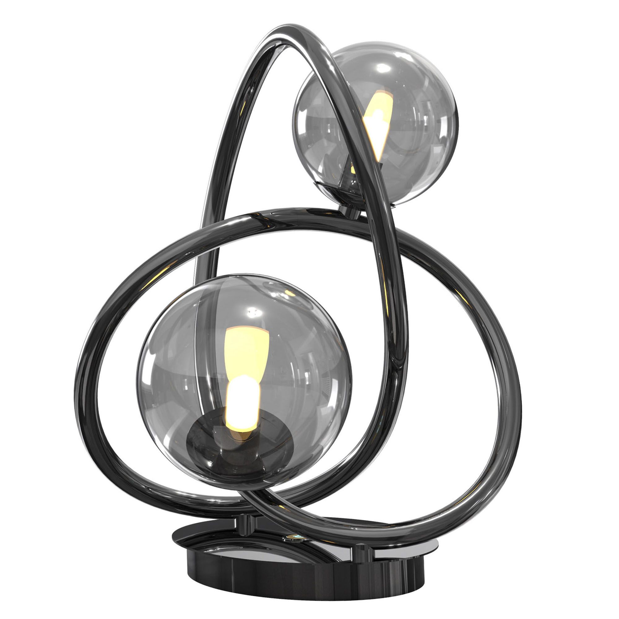 Lampe à poser NANCY noir chromé/verre fumé H32cm