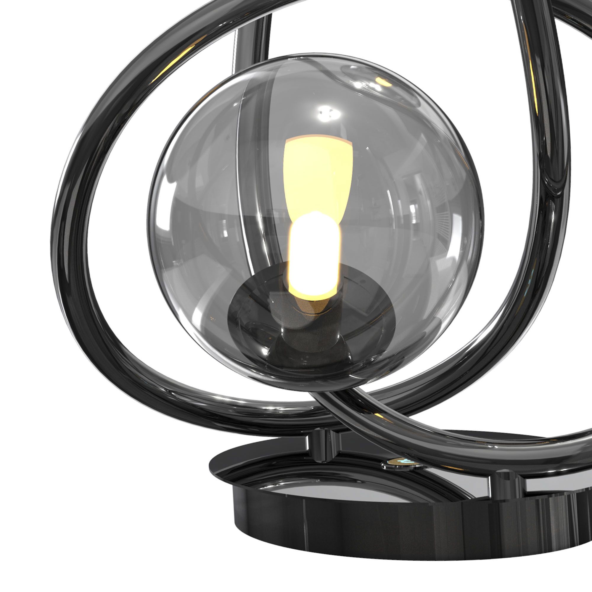 Lampe à poser NANCY noir chromé/verre fumé H32cm