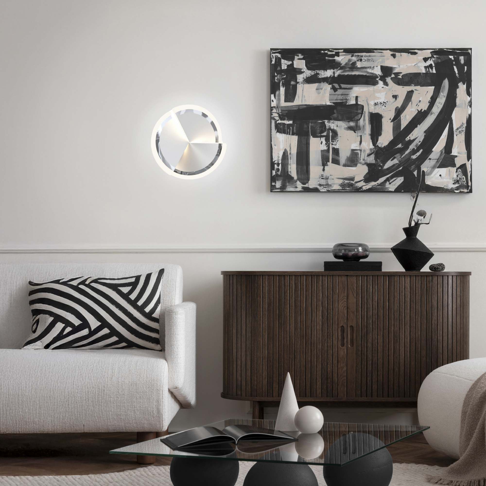 Suspension LED dimmable AMBOISE blanc/chrome Ø54cm