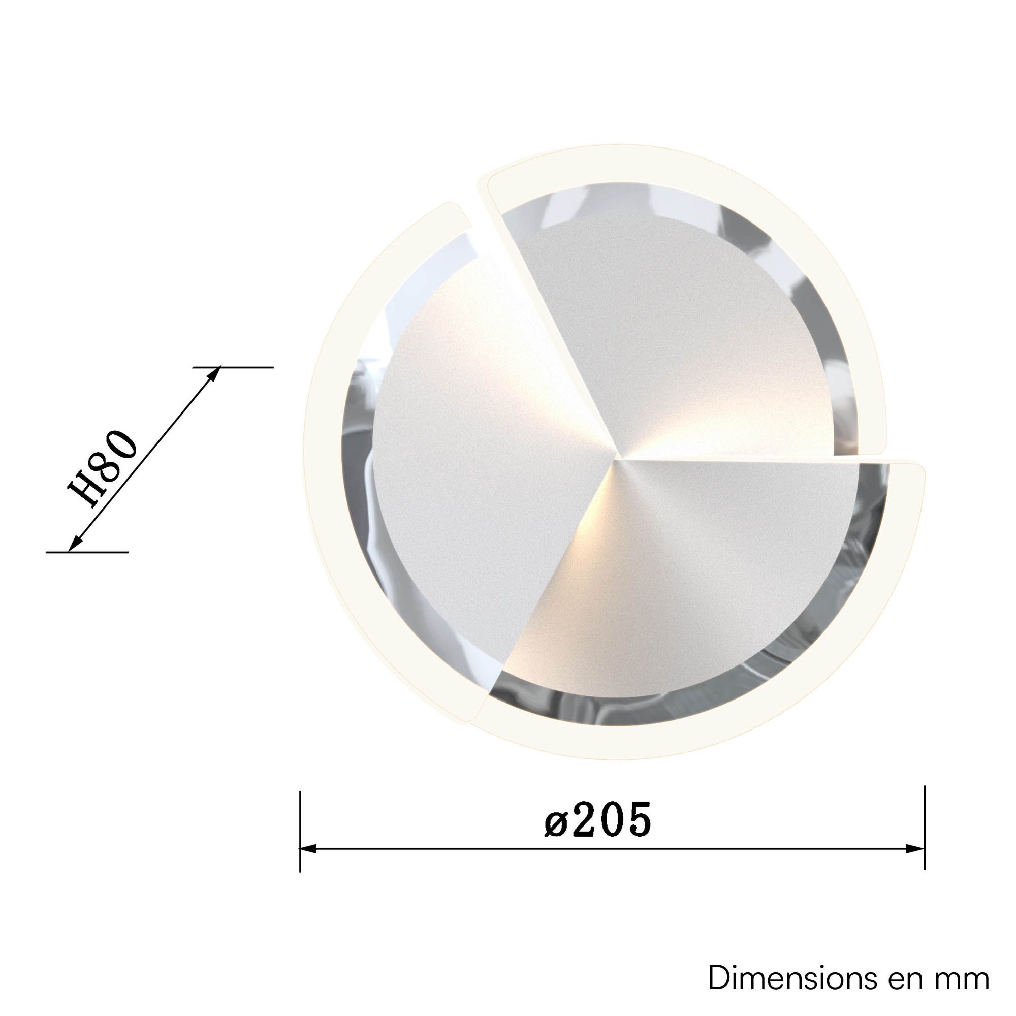 Suspension LED dimmable AMBOISE blanc/chrome Ø54cm