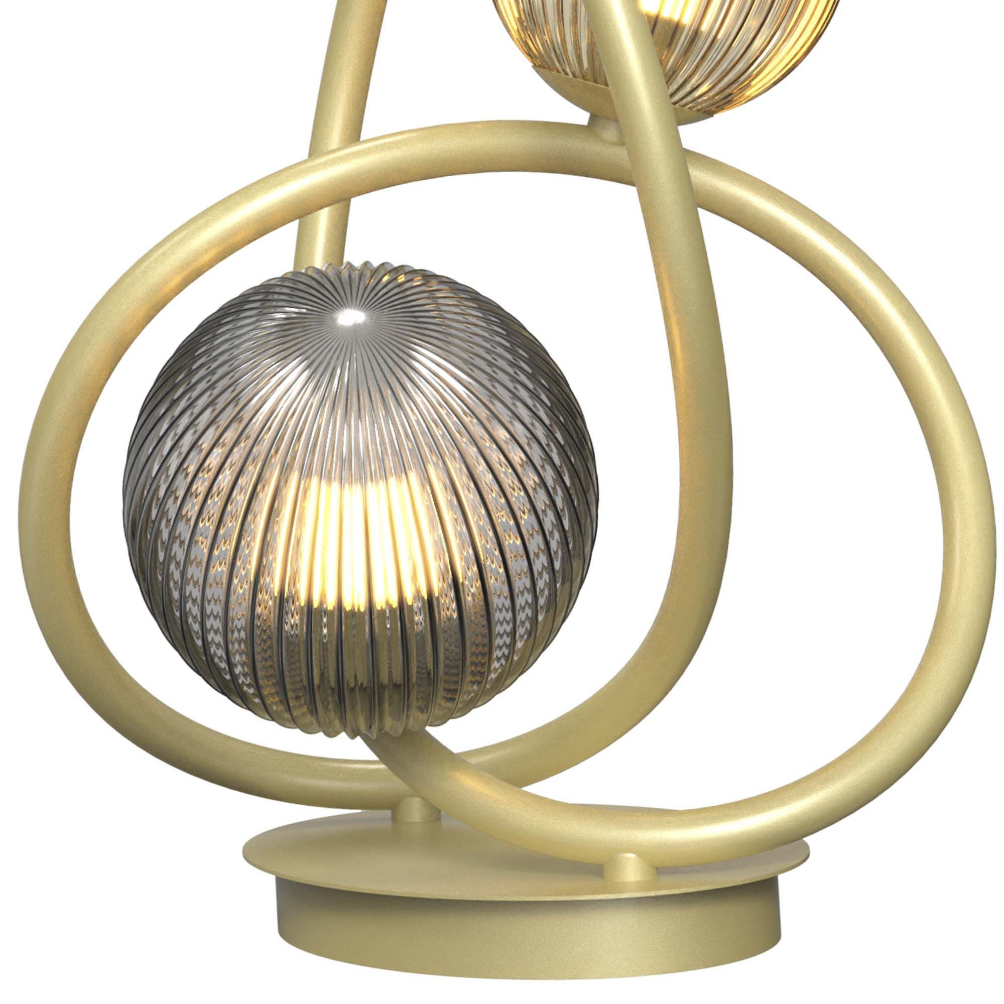 Lampe en métal doré et verreries ambres et smoky METZ G2 2X4W