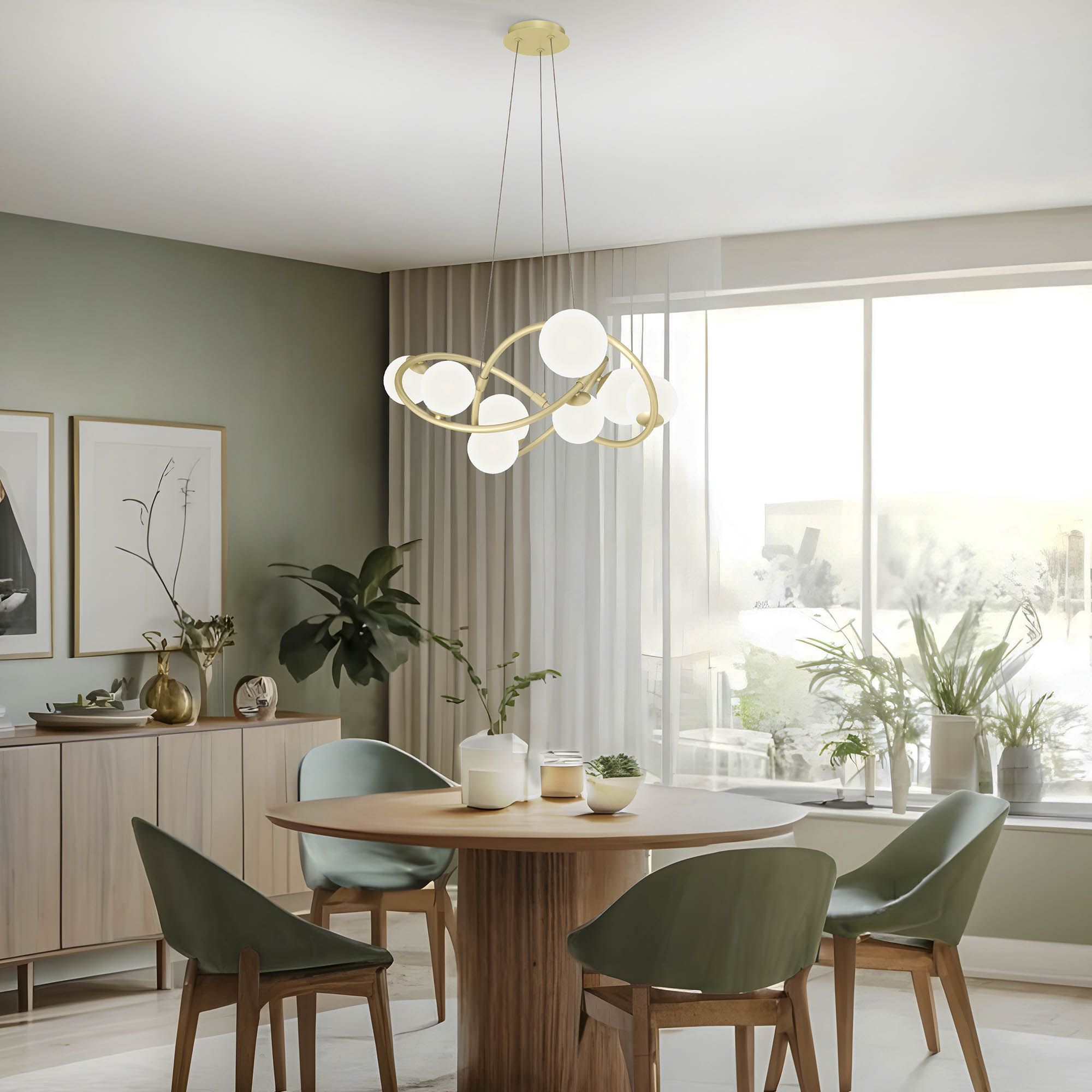Suspension en métal doré verres opales G9  8X4W