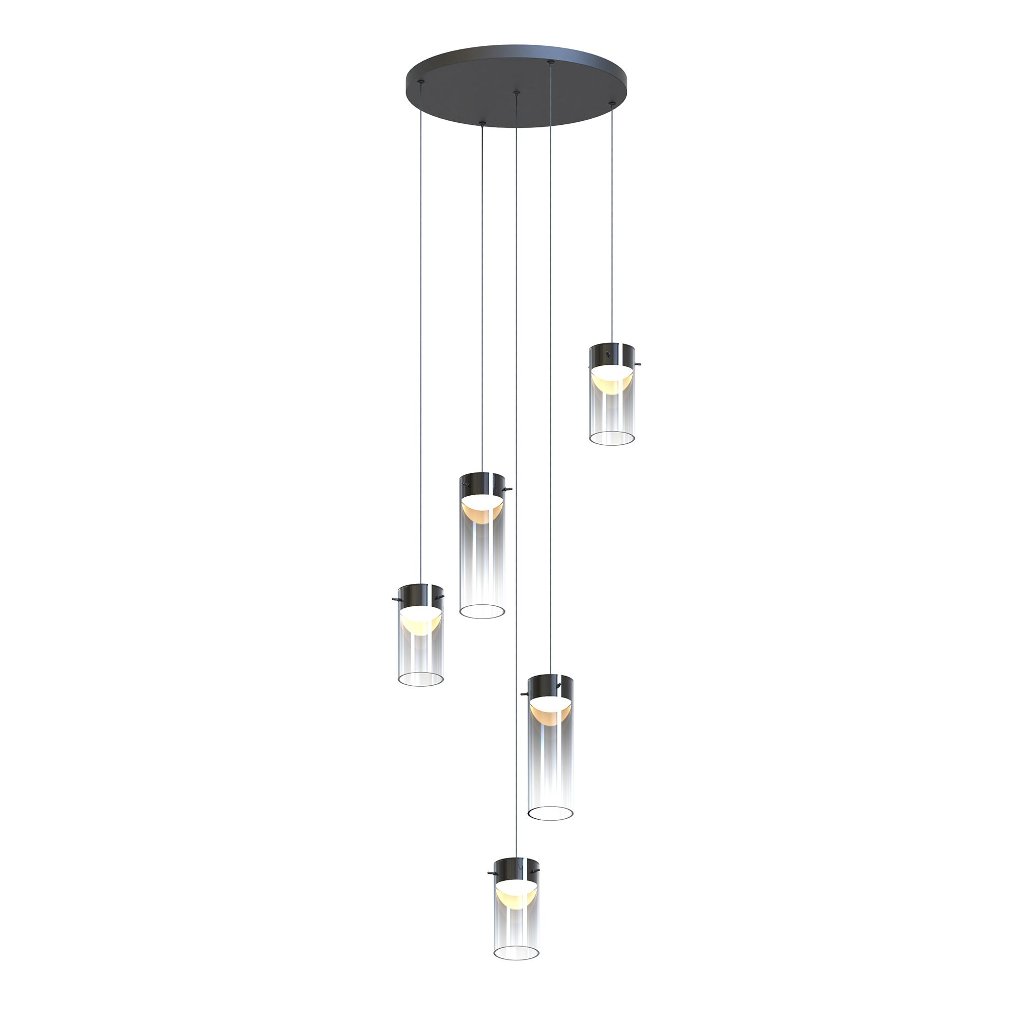 Suspension LED dimmable AMBOISE noir/verres fumés Ø54cm