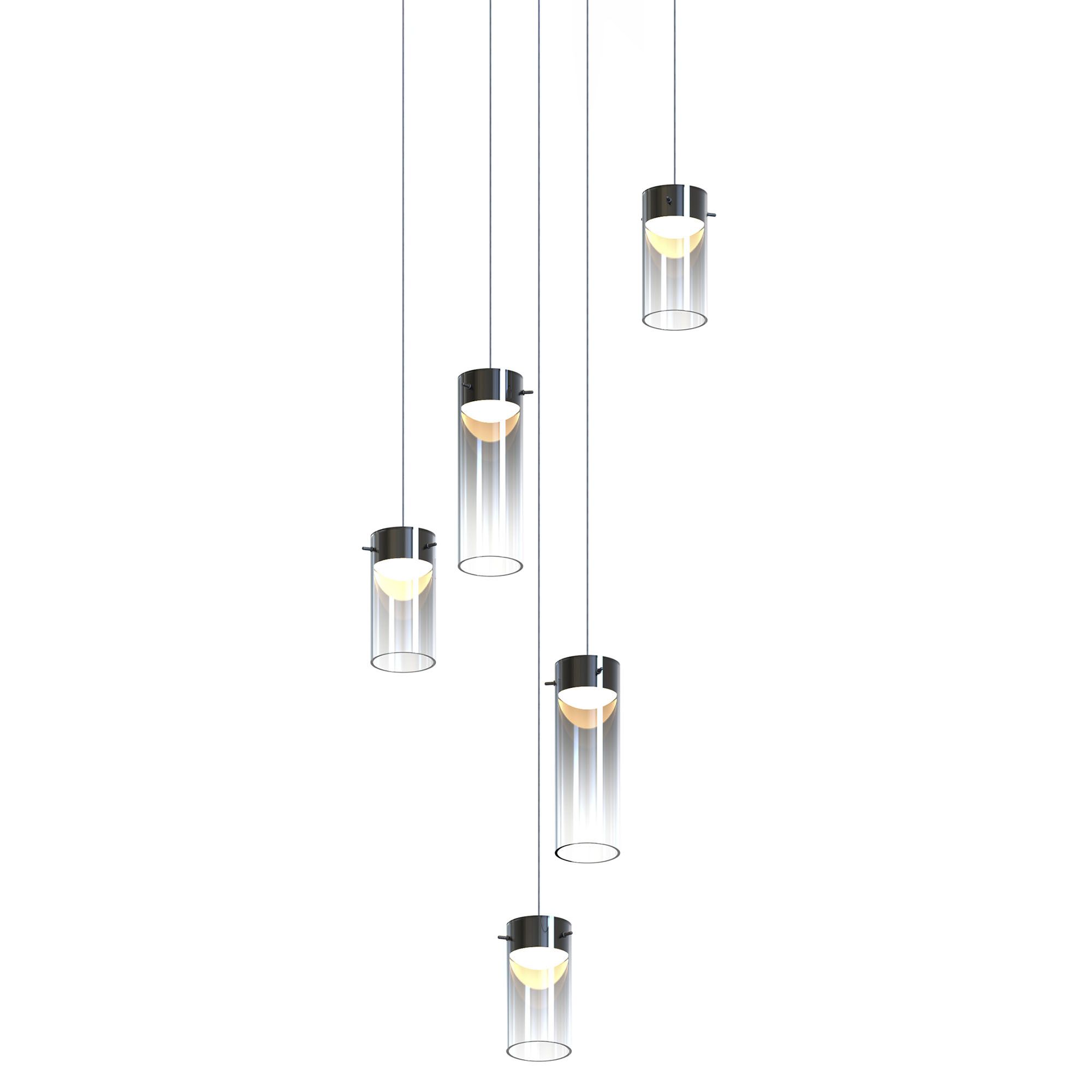 Suspension LED dimmable AMBOISE noir/verres fumés Ø54cm