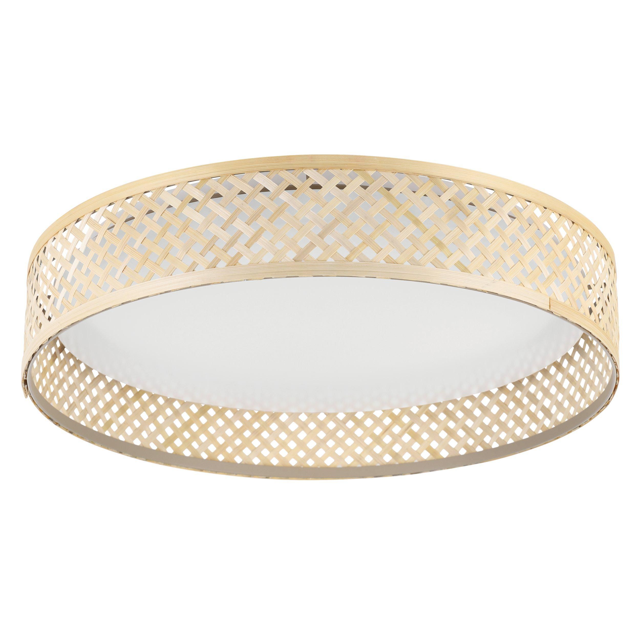 Plafonnier LED LUPPINERIA bambou naturel Ø38cm