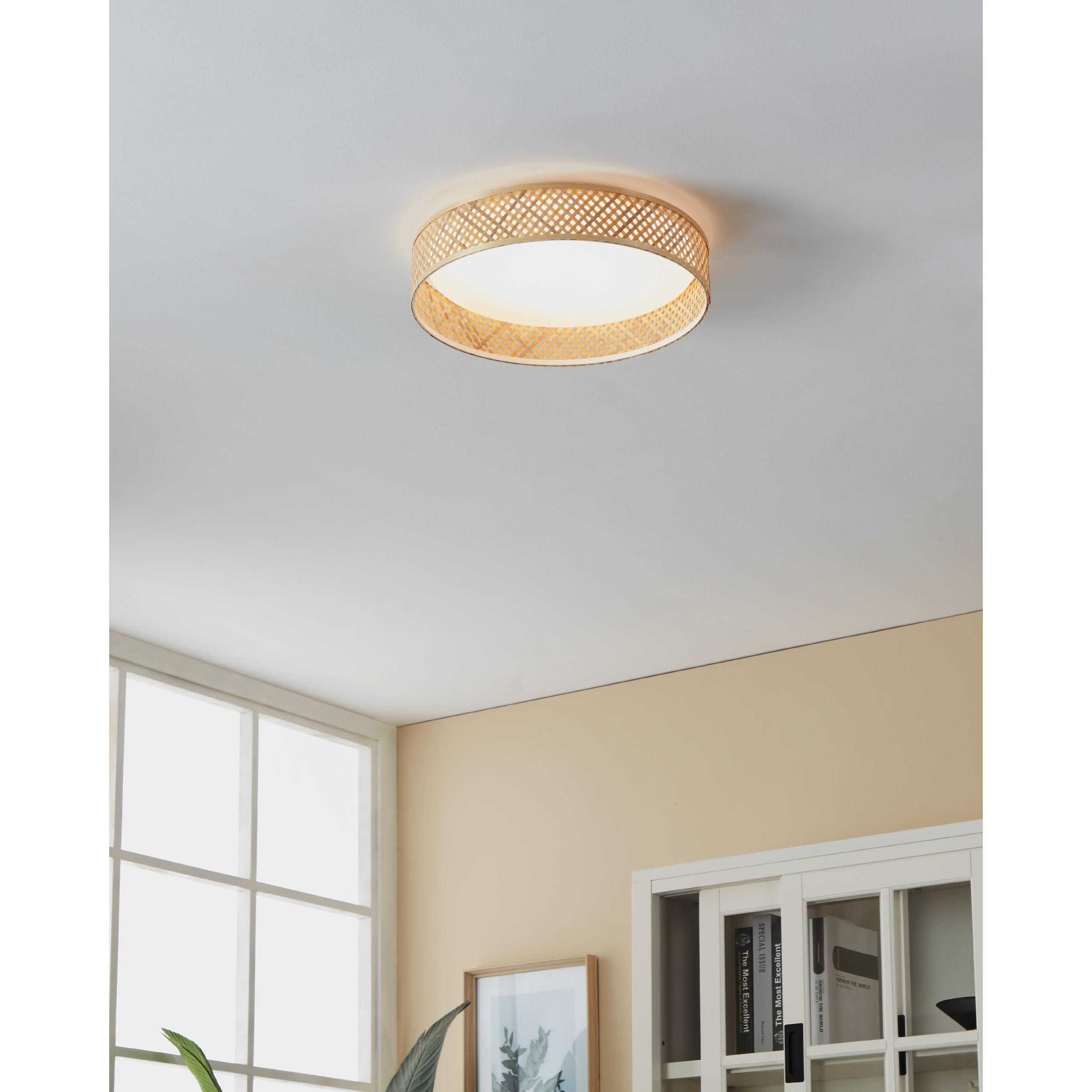 Plafonnier LED LUPPINERIA bambou naturel Ø38cm