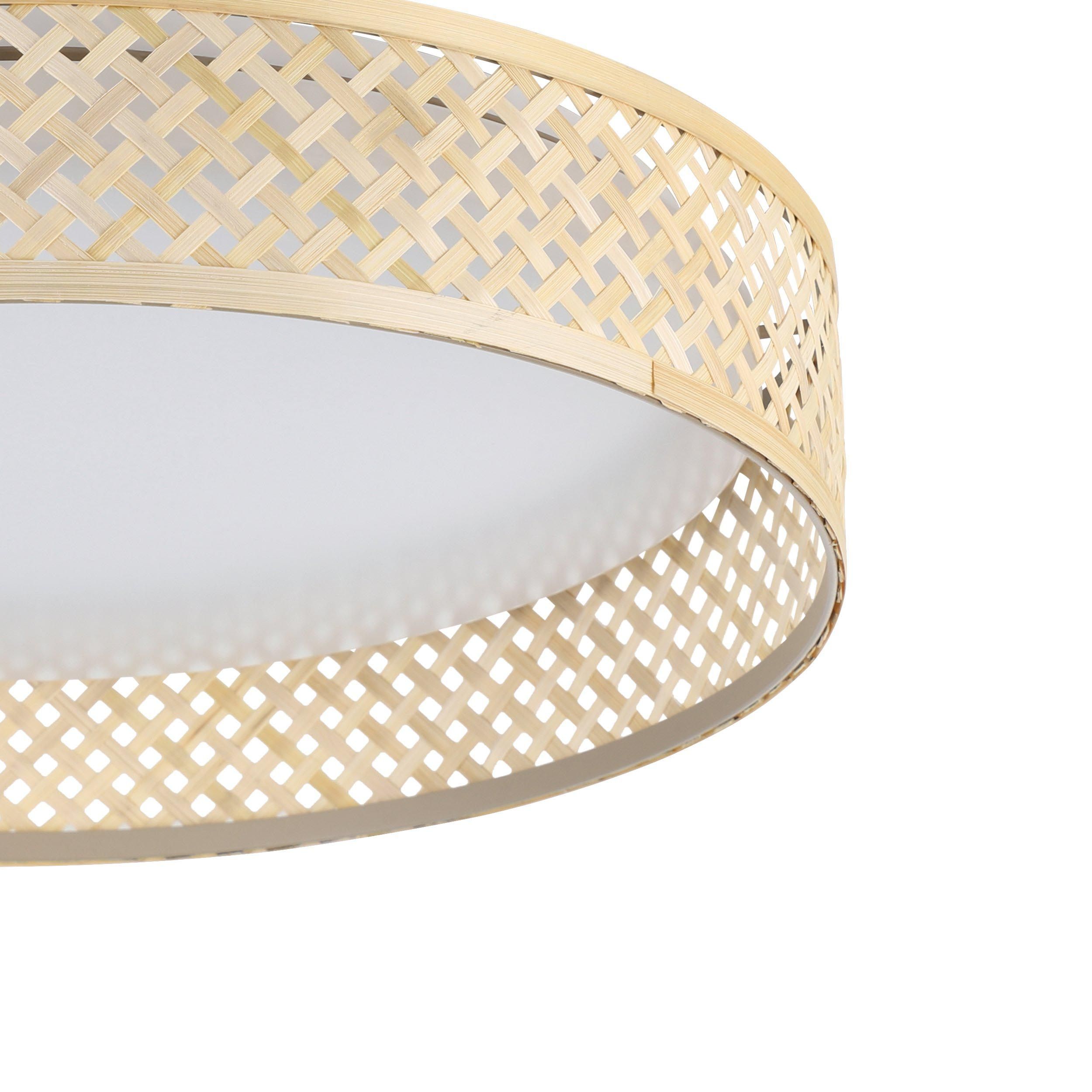 Plafonnier LED LUPPINERIA bambou naturel Ø38cm