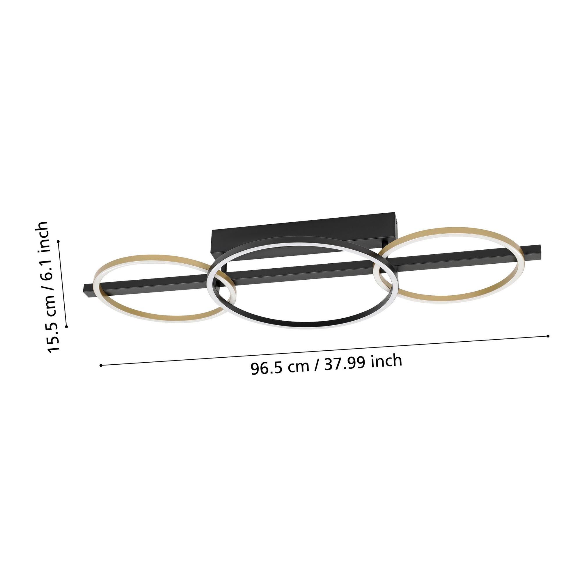 Plafonnier LED dimmable LANACERA noir/doré L96,5cm