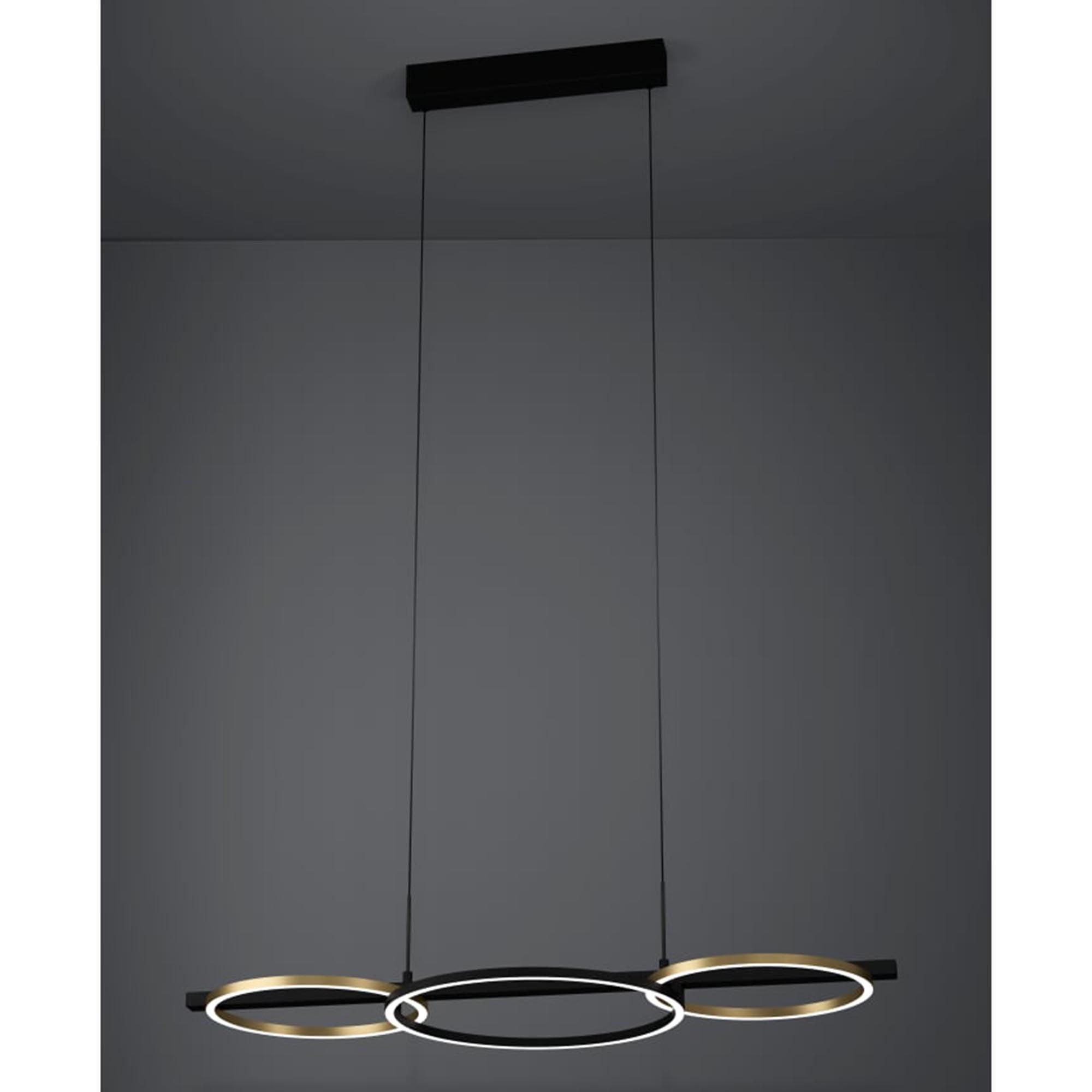 Suspension LED dimmable LANACERA noir/doré L96,5cm