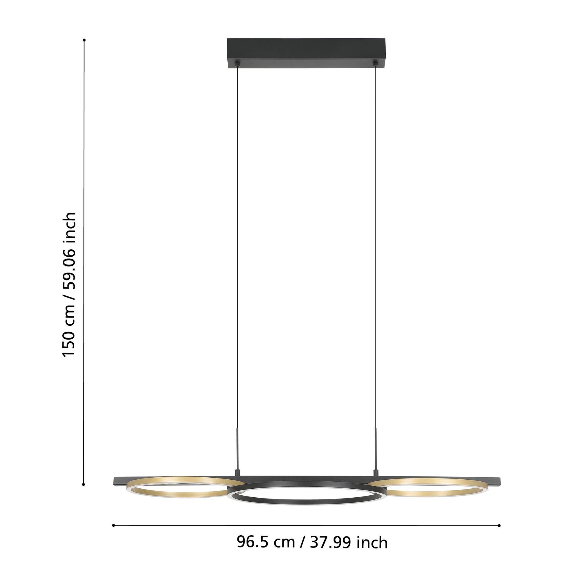 Suspension LED dimmable LANACERA noir/doré L96,5cm