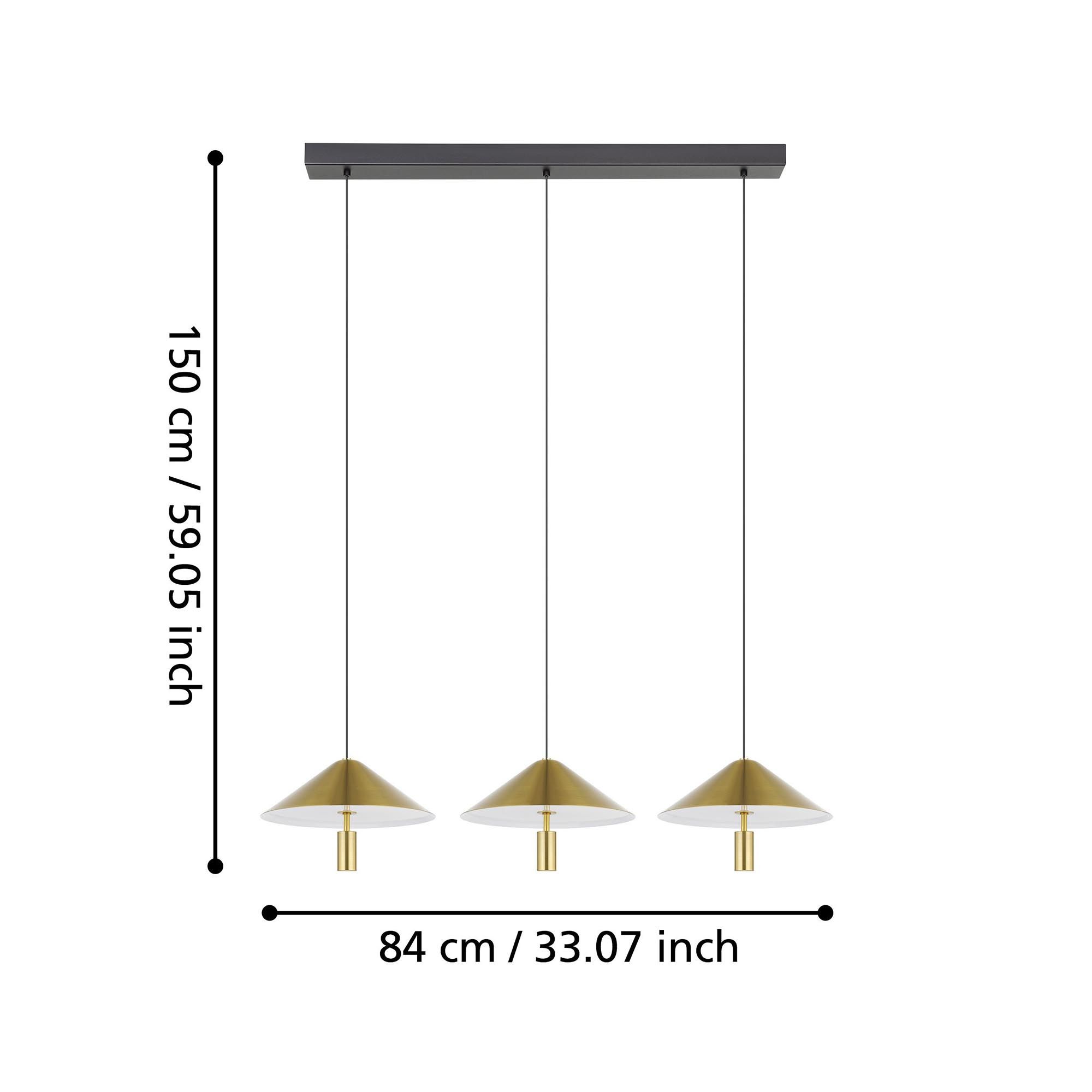Suspension LED dimmable PARAGUAY doré L97cm