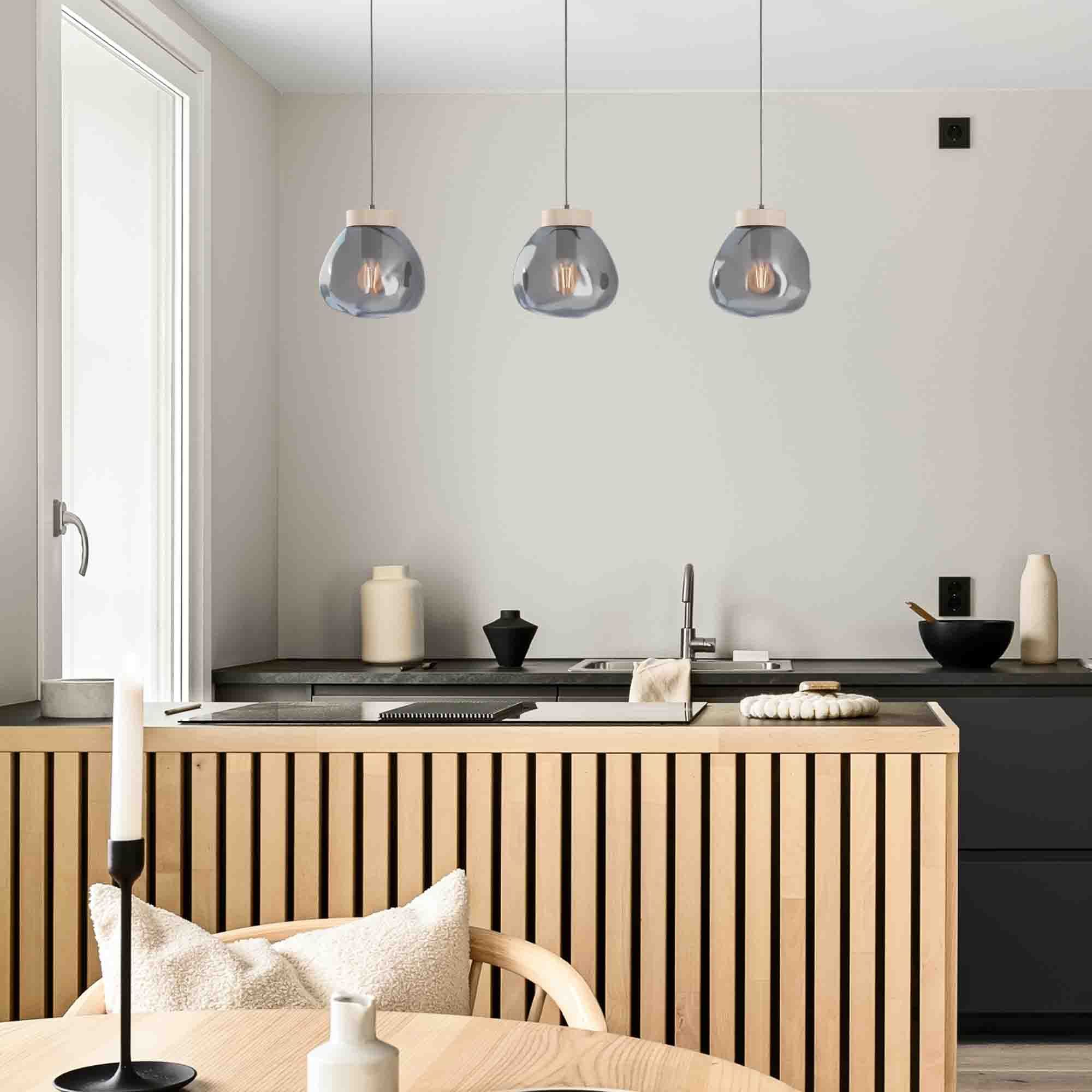 Plafonnier LED PUEBLA verre fumé L110cm
