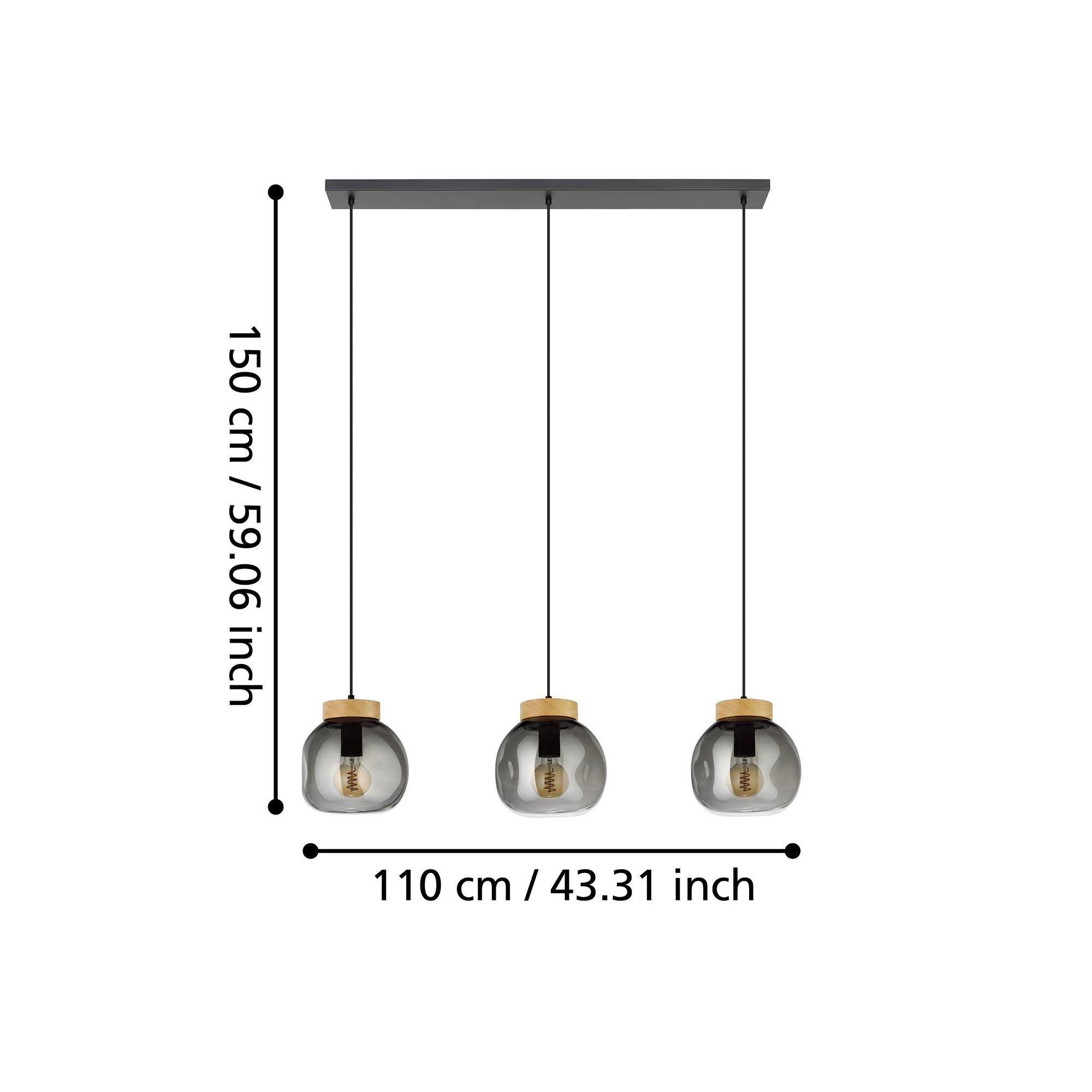 Plafonnier LED PUEBLA verre fumé L110cm
