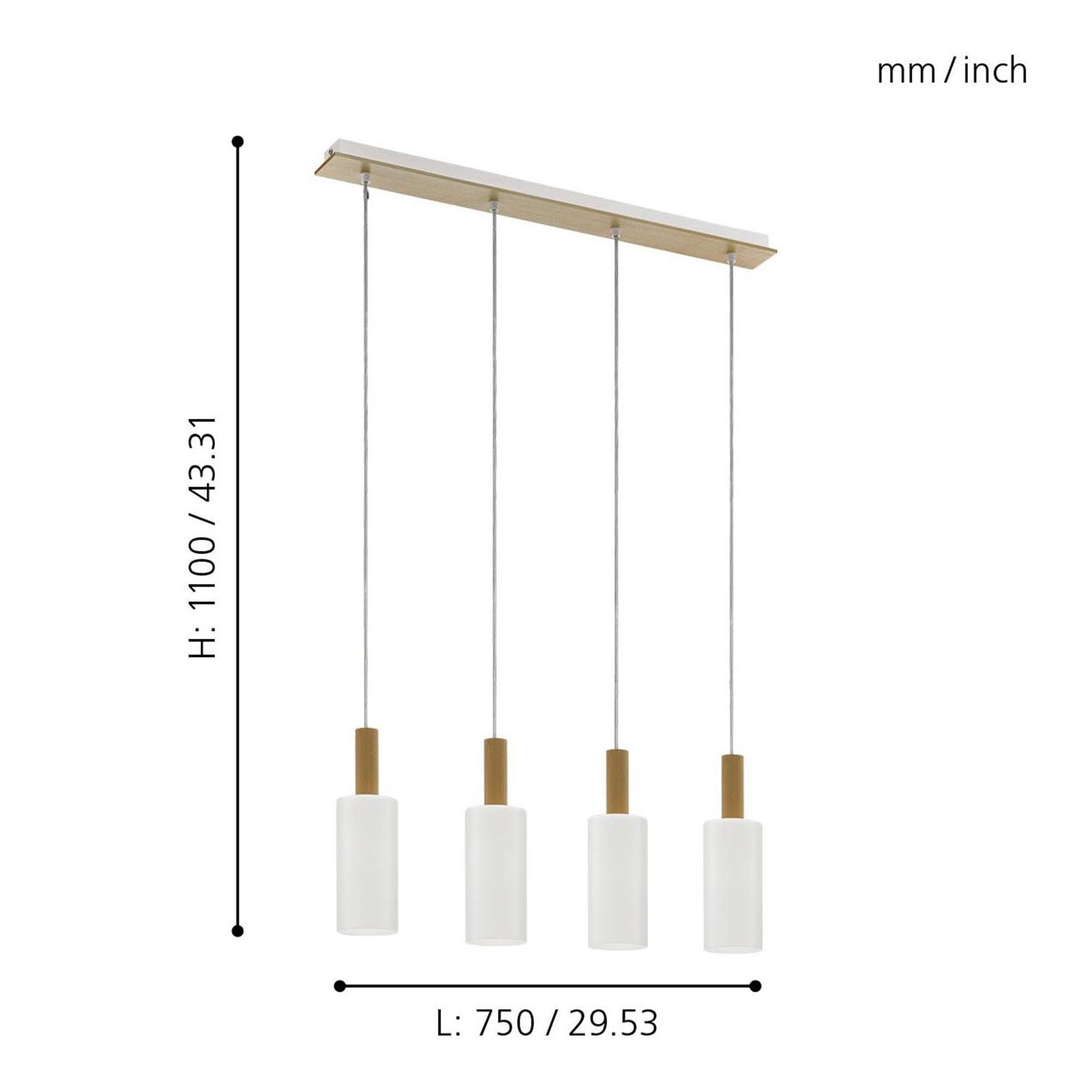 Suspension métal bois OAKHAM E27 4X40W