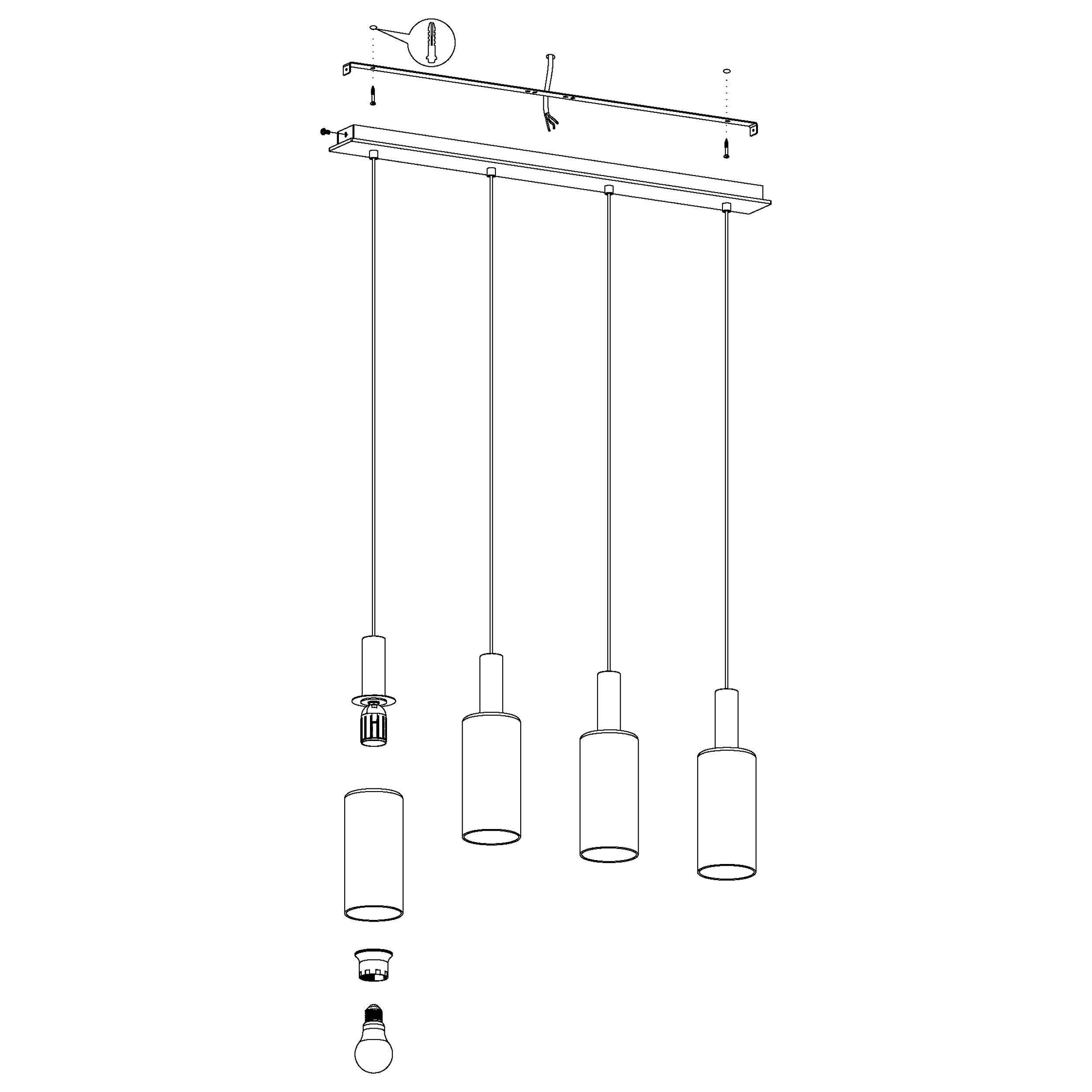 Suspension métal bois OAKHAM E27 4X40W