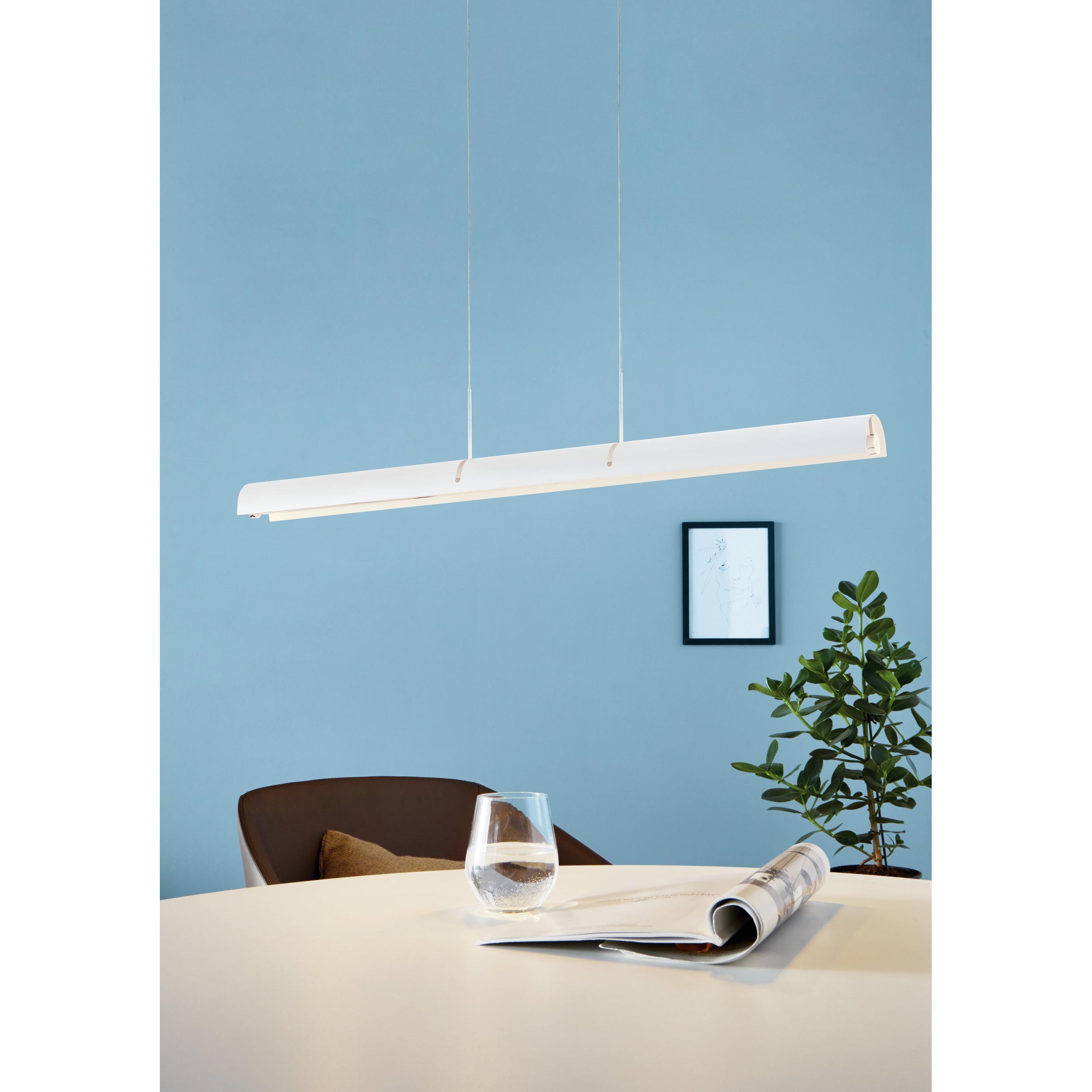 Suspension LED CALDINA blanc/chrome L99cm